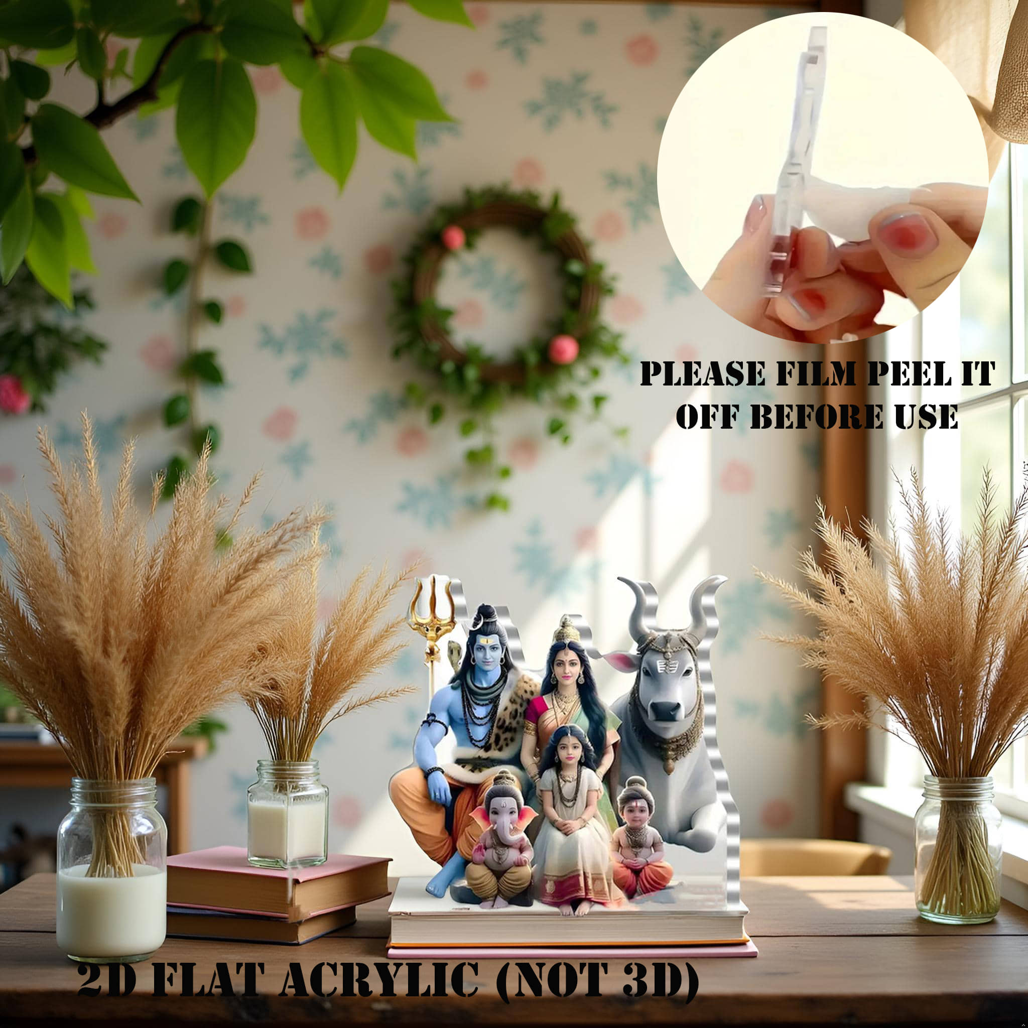 Flenzy 2D Flat Acrylic Religious Mahadev with his Family
