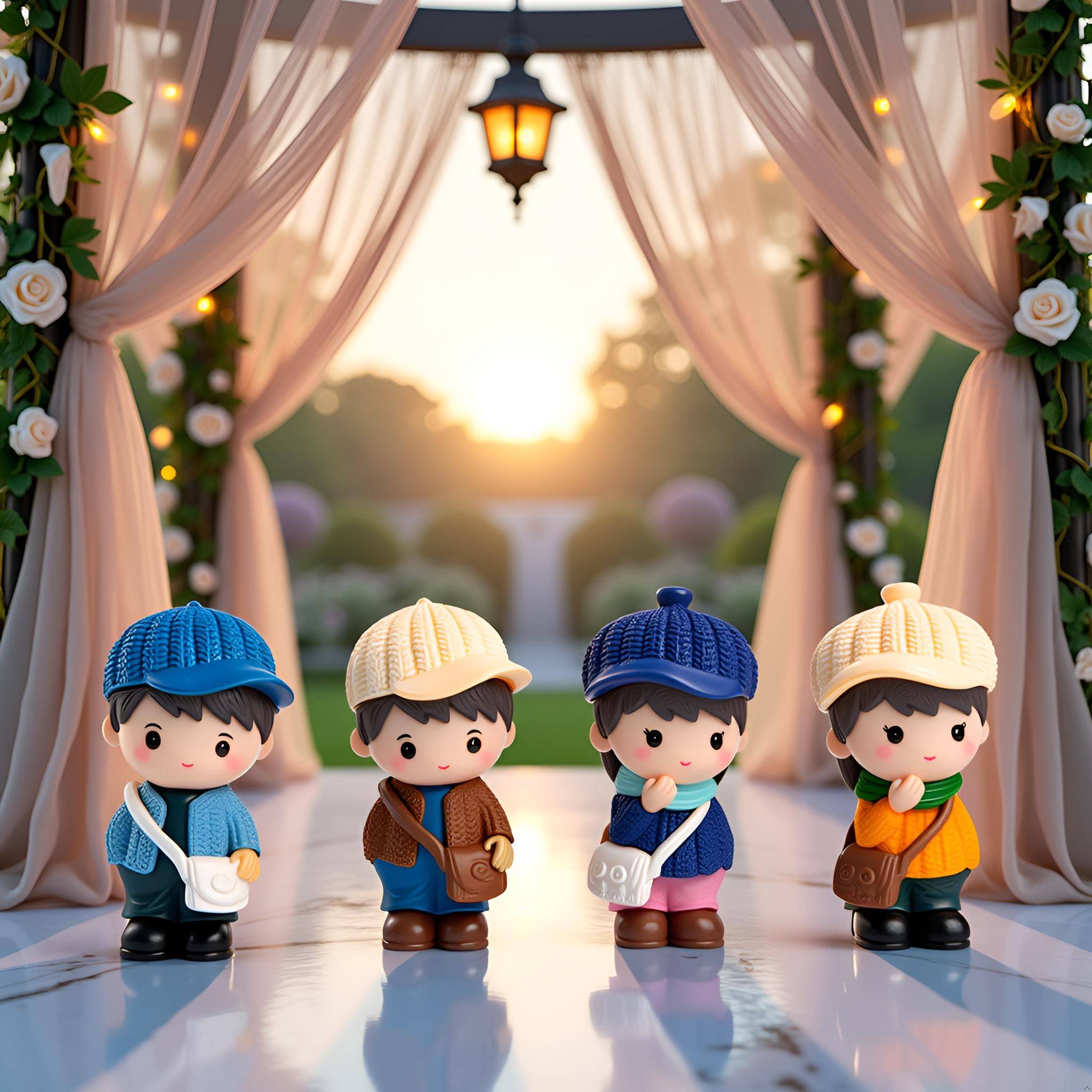 Flenzy 4 Piece of Shoulder Bag Wool Couple figurines Showpiece Flenzy 4 Piece of Shoulder Bag Wool Couple figurines Showpiece