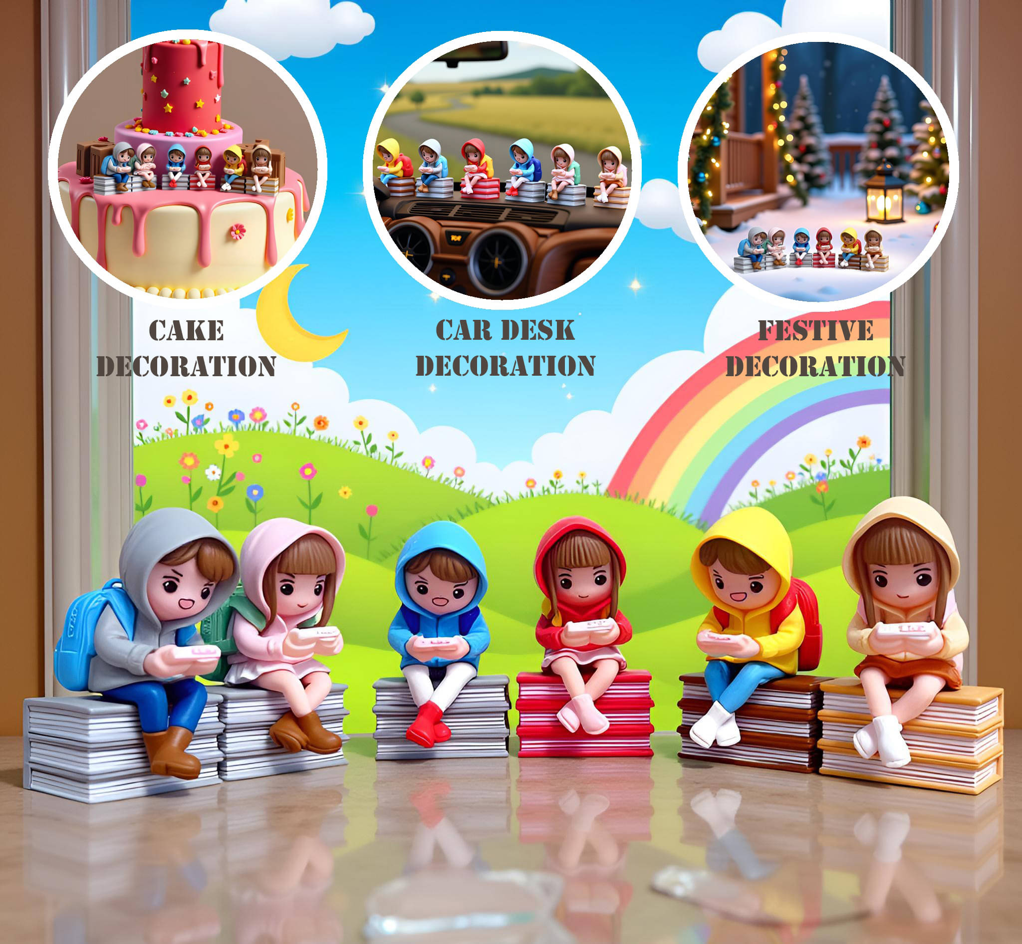 Flenzy 6 Piece of Schoolbag Play Game Couple Figurine Showpiece Flenzy 6 Piece of Schoolbag Play Game Couple Figurine Showpiece