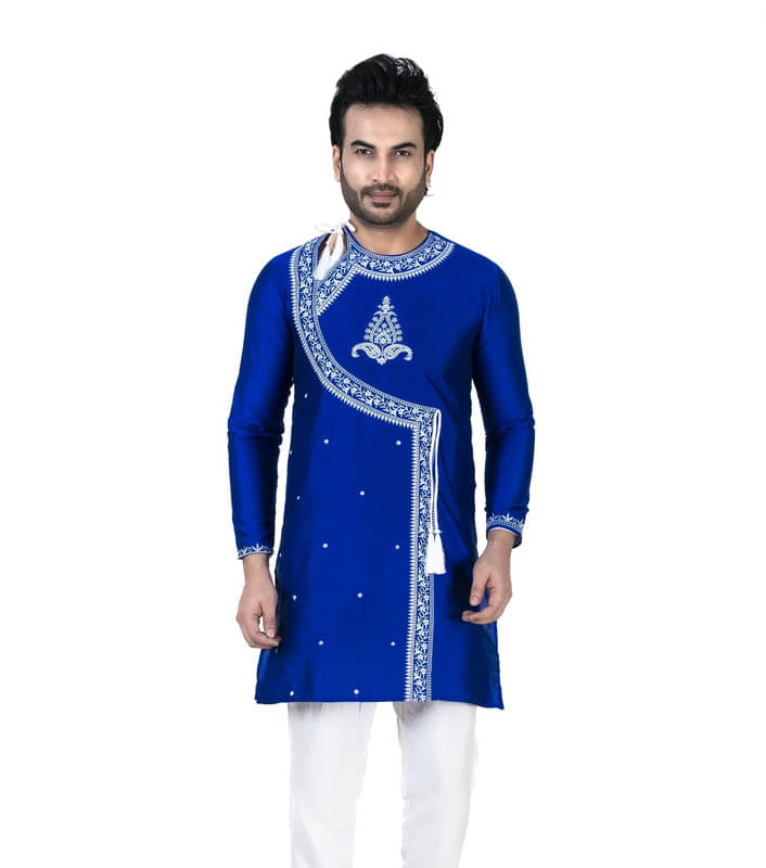 Franscart Blue Silk Men's Regular Kurta ( Pack of 1 ) Franscart Blue Silk Men's Regular Kurta ( Pack of 1 )