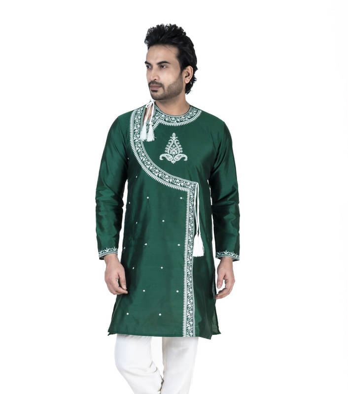 Franscart Green Silk Men's Regular Kurta ( Pack of 1 ) Franscart Green Silk Men's Regular Kurta ( Pack of 1 )
