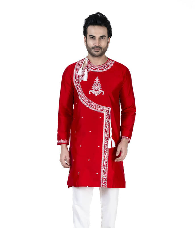 Franscart Red Silk Men's Regular Kurta ( Pack of 1 ) Franscart Red Silk Men's Regular Kurta ( Pack of 1 )