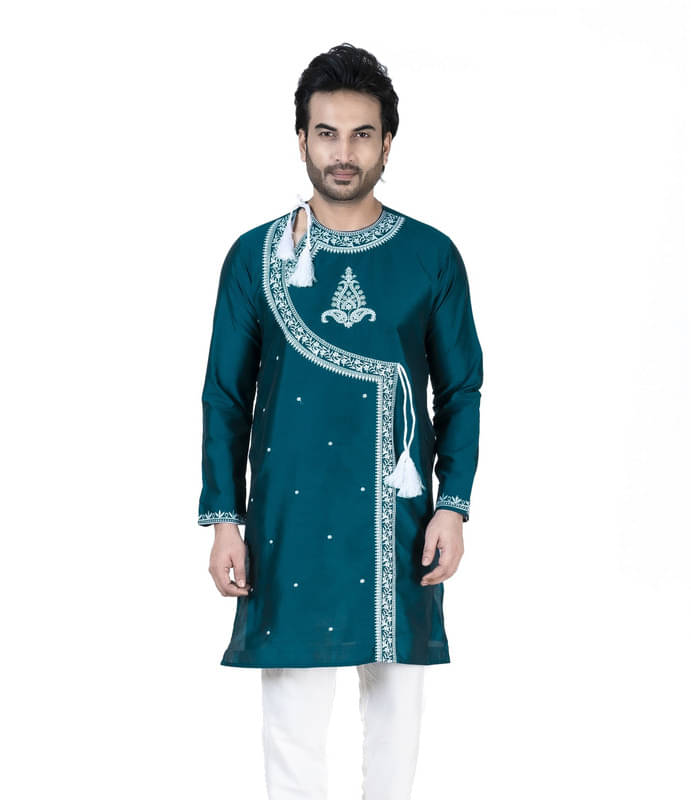 Franscart Sea Green Silk Men's Regular Kurta ( Pack of 1 ) Franscart Sea Green Silk Men's Regular Kurta ( Pack of 1 )