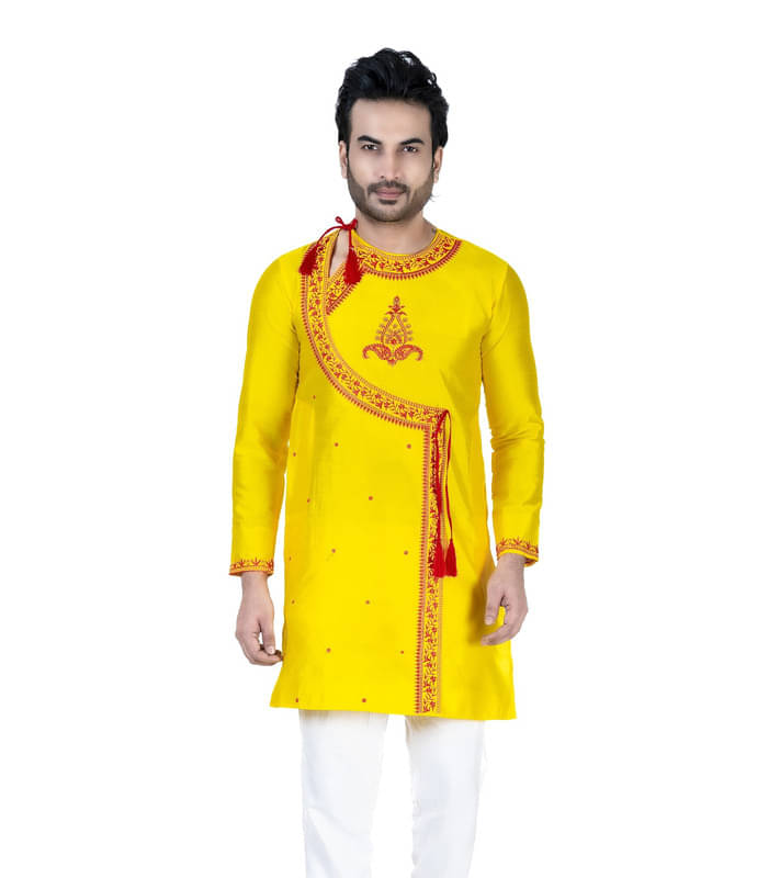 Franscart Yellow Silk Men's Regular Kurta ( Pack of 1 ) Franscart Yellow Silk Men's Regular Kurta ( Pack of 1 )