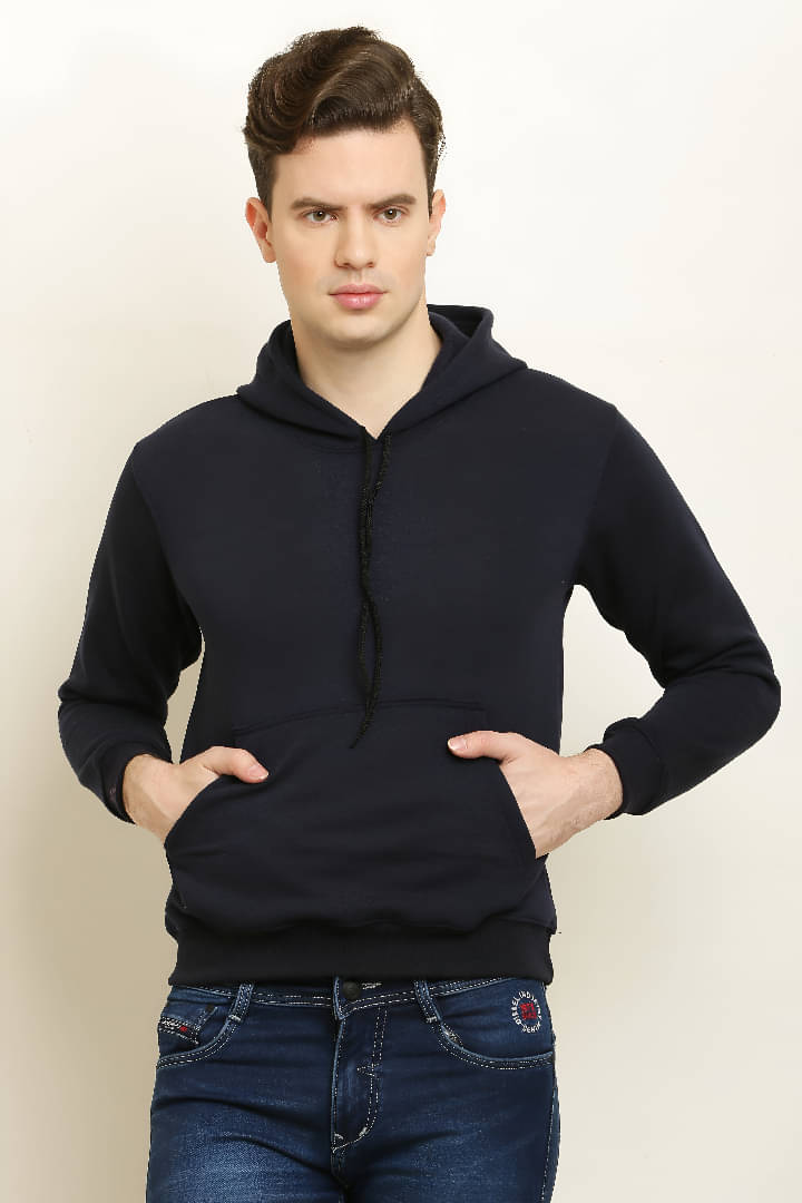 GARBFEB Fleece Hooded Men's Sweatshirt - Navy ( Pack of 1 )     			GARBFEB Fleece Hooded Men's Sweatshirt - Navy ( Pack of 1 )