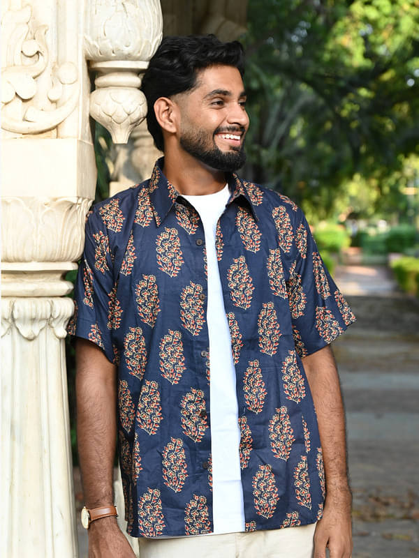 Goodhand 100% Cotton Regular Fit Printed Half Sleeves Men's Casual Shirt - Dark Blue ( Pack of 1 ) Goodhand 100% Cotton Regular Fit Printed Half Sleeves Men's Casual Shirt - Dark Blue ( Pack of 1 )