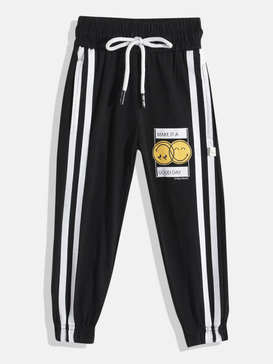     			HAPPY FACES Pack of 1 Boys Cotton Pants ( Black )