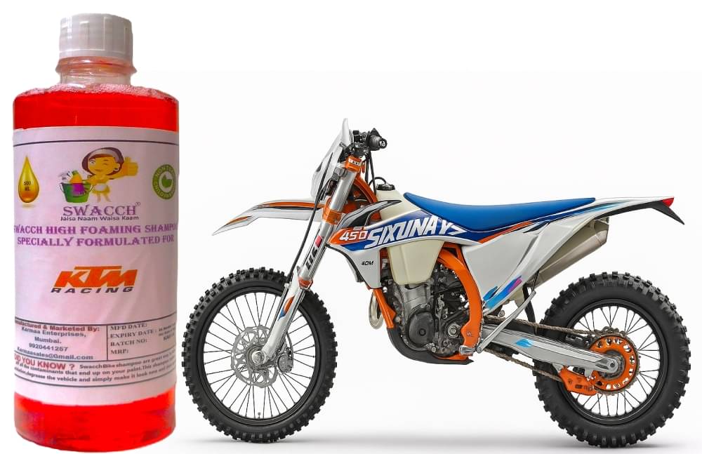     			High Foaming Bike Shampoo Formulated For KTM 350 EXC -F , Thick Foam with Wax Coat I Non-Toxic Formula I Ph Balanced I Super Saver Pack I Premium Wax Formulation I Glossy & Shine I 500ml
