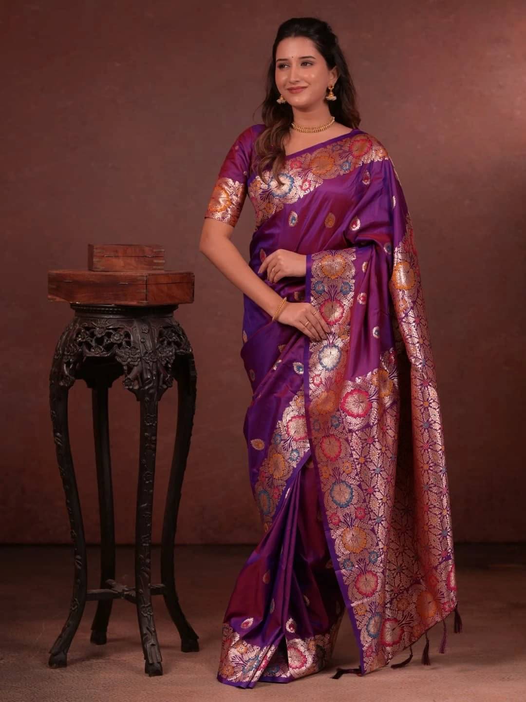 ISARA Art Silk Solid Banarasi saree With Unstitched Blouse Piece ( Magenta ) ISARA Art Silk Solid Banarasi saree With Unstitched Blouse Piece ( Magenta )