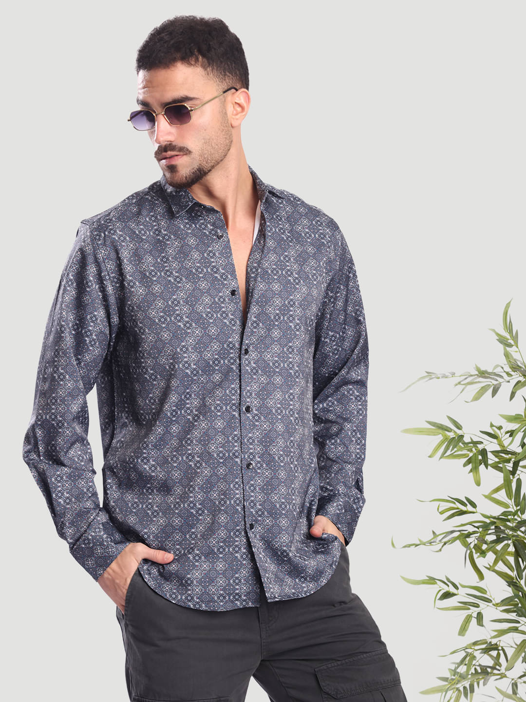 IVOC Elastane Regular Fit Printed Full Sleeves Men's Casual Shirt - Olive ( Pack of 1 )     			IVOC Elastane Regular Fit Printed Full Sleeves Men's Casual Shirt - Olive ( Pack of 1 )