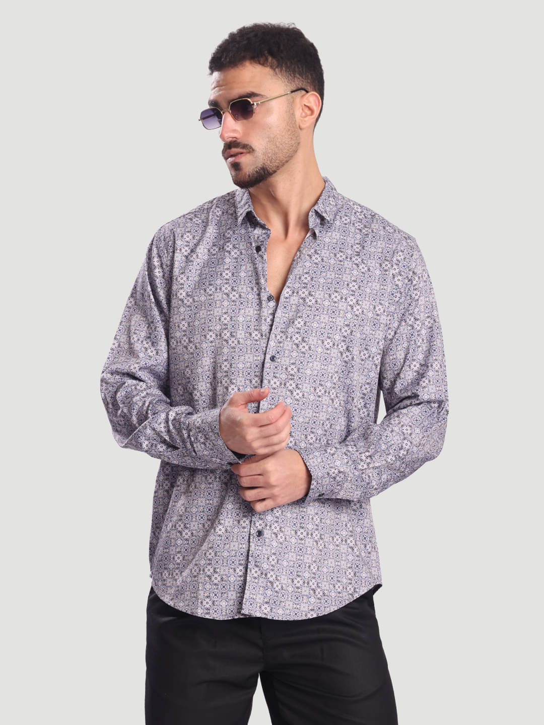     			IVOC Polyester Regular Fit Printed Full Sleeves Men's Casual Shirt - Beige ( Pack of 1 )