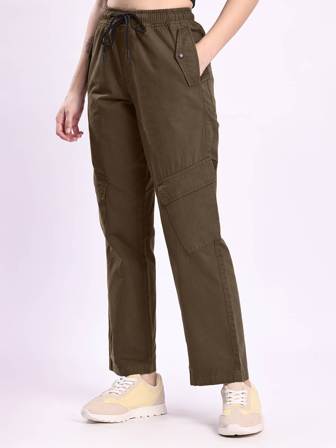     			IVOC Women Cotton Cargos Trousers ( Brown )