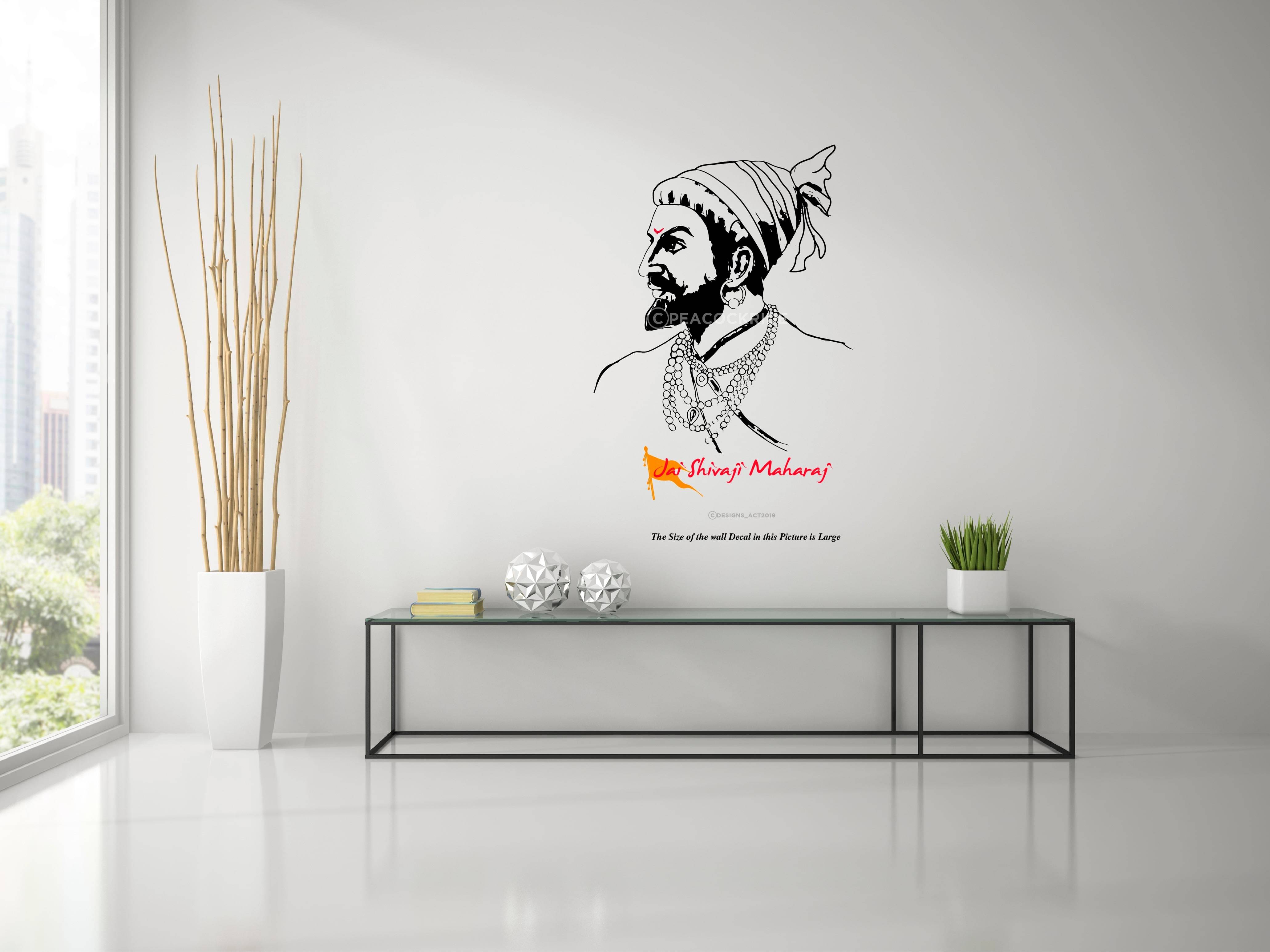     			PEACOCKRIDE Jai Shivaji Maharaj Wall Decal Wall Stickers