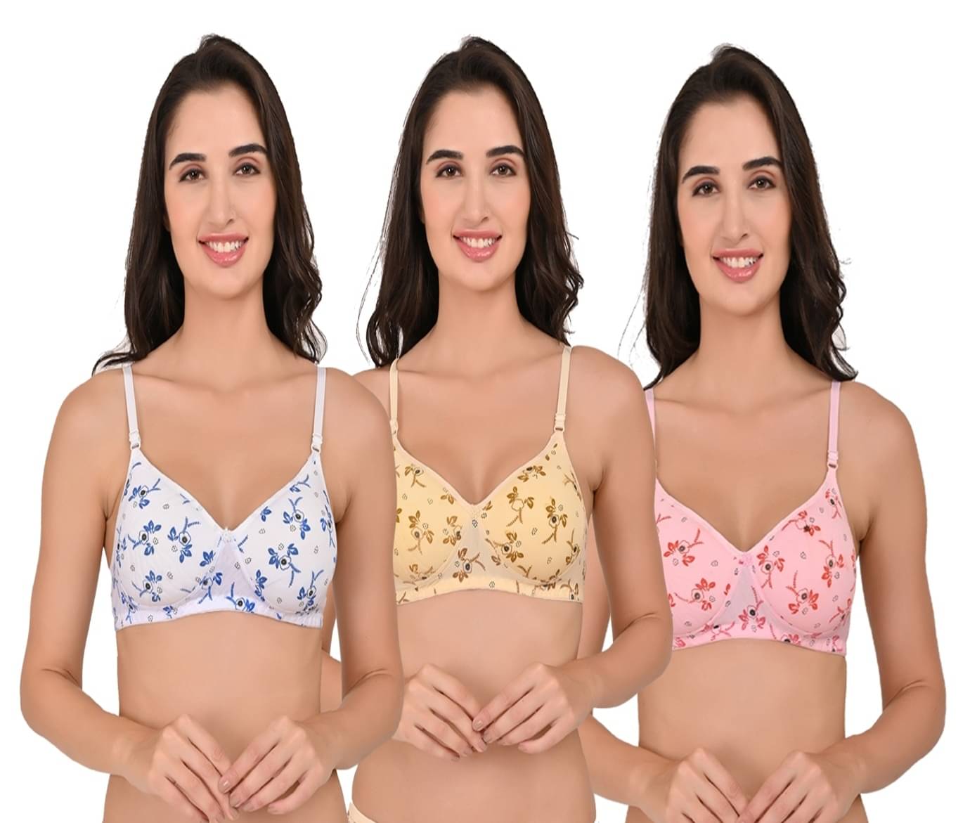 Jd Fashion Pack of 3 Cotton Blend Lightly Padded Push Up Bra For Women ( Multicolor 1 ) Jd Fashion Pack of 3 Cotton Blend Lightly Padded Push Up Bra For Women ( Multicolor 1 )