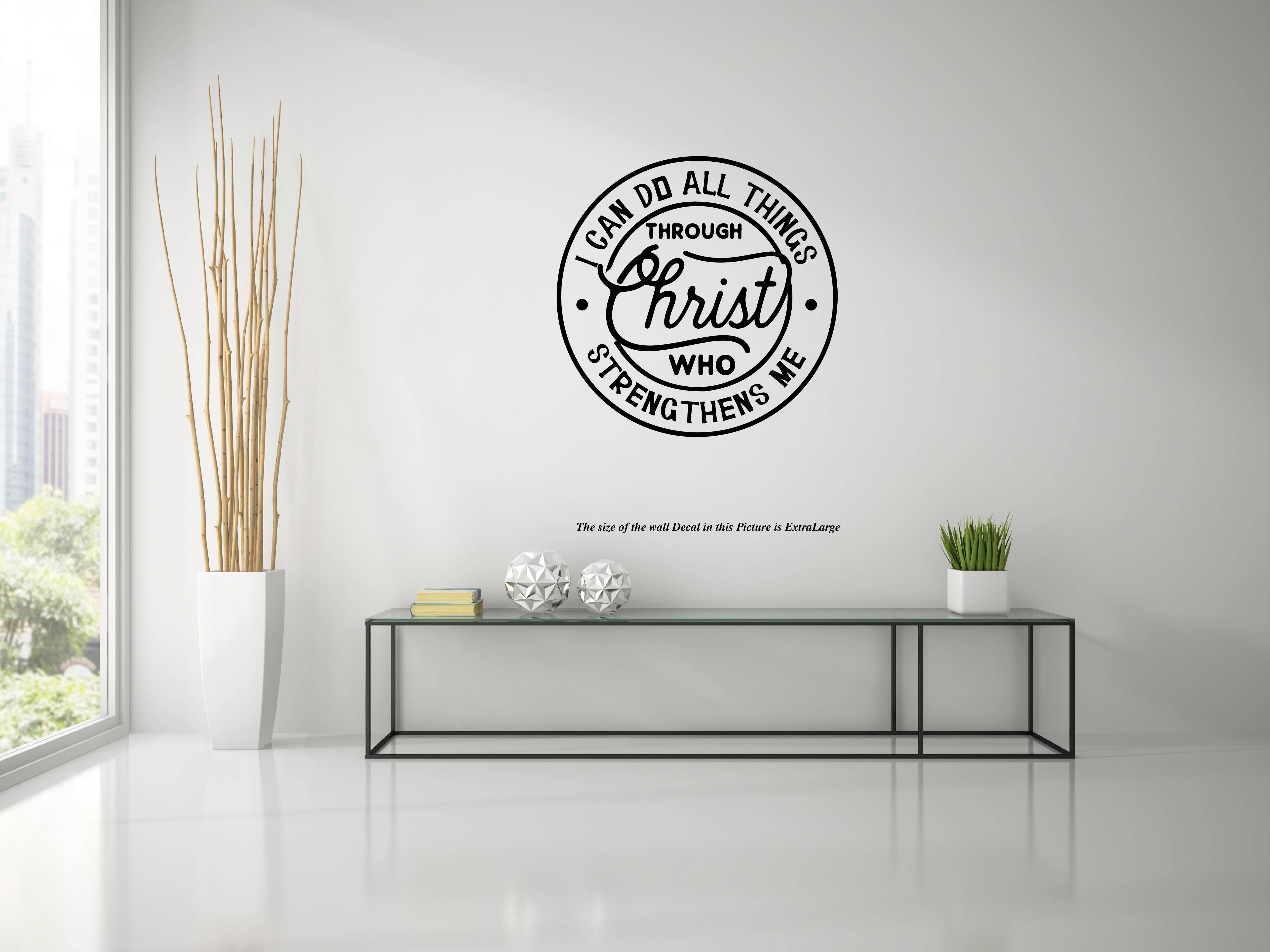     			PEACOCKRIDE Jesus I Through Christ I Jesus Christ I Bible Quote I Wall Decal Wall Stickers