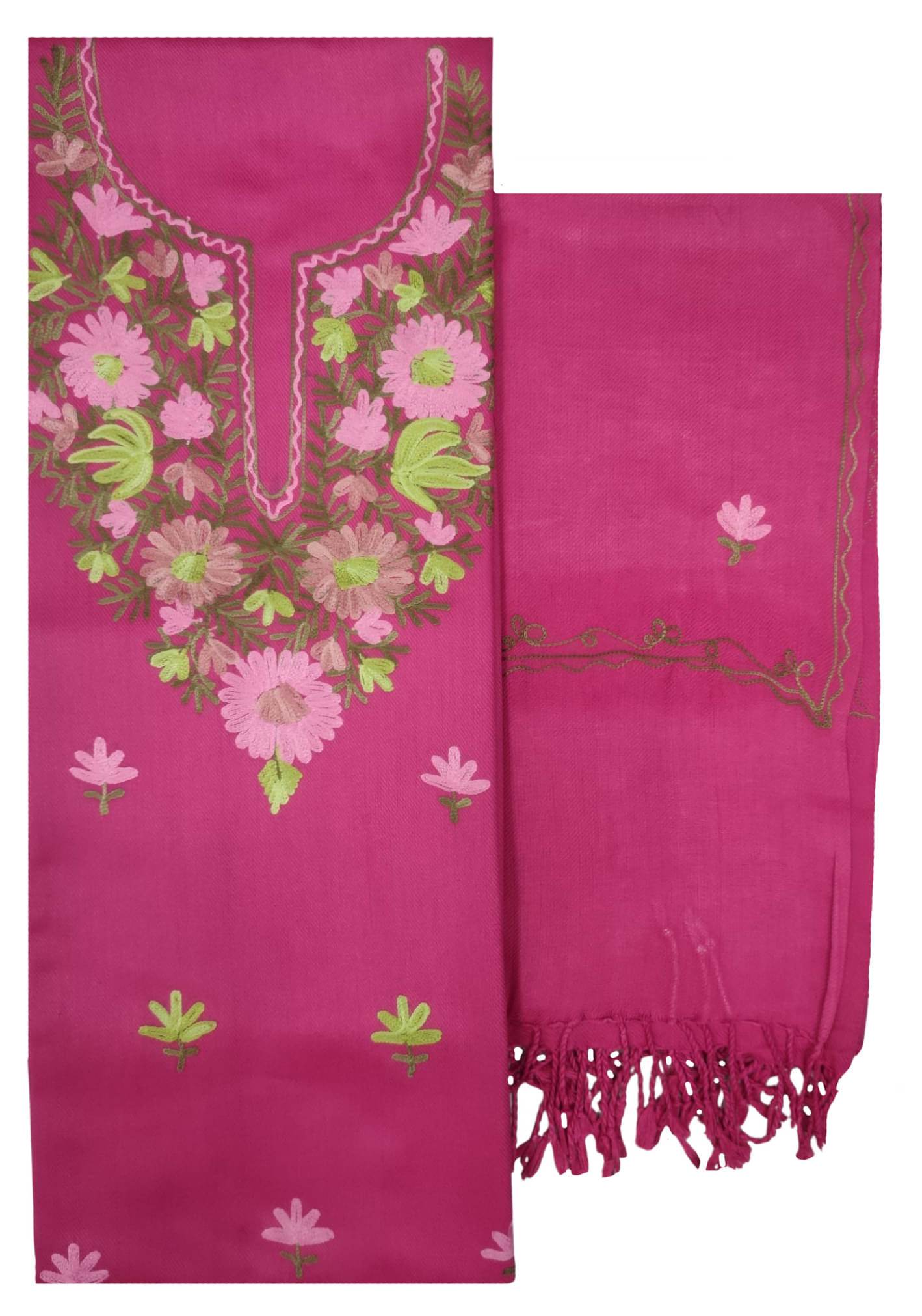     			KASHMIRI Women Woollen Unstitched Dress Material ( Pink )