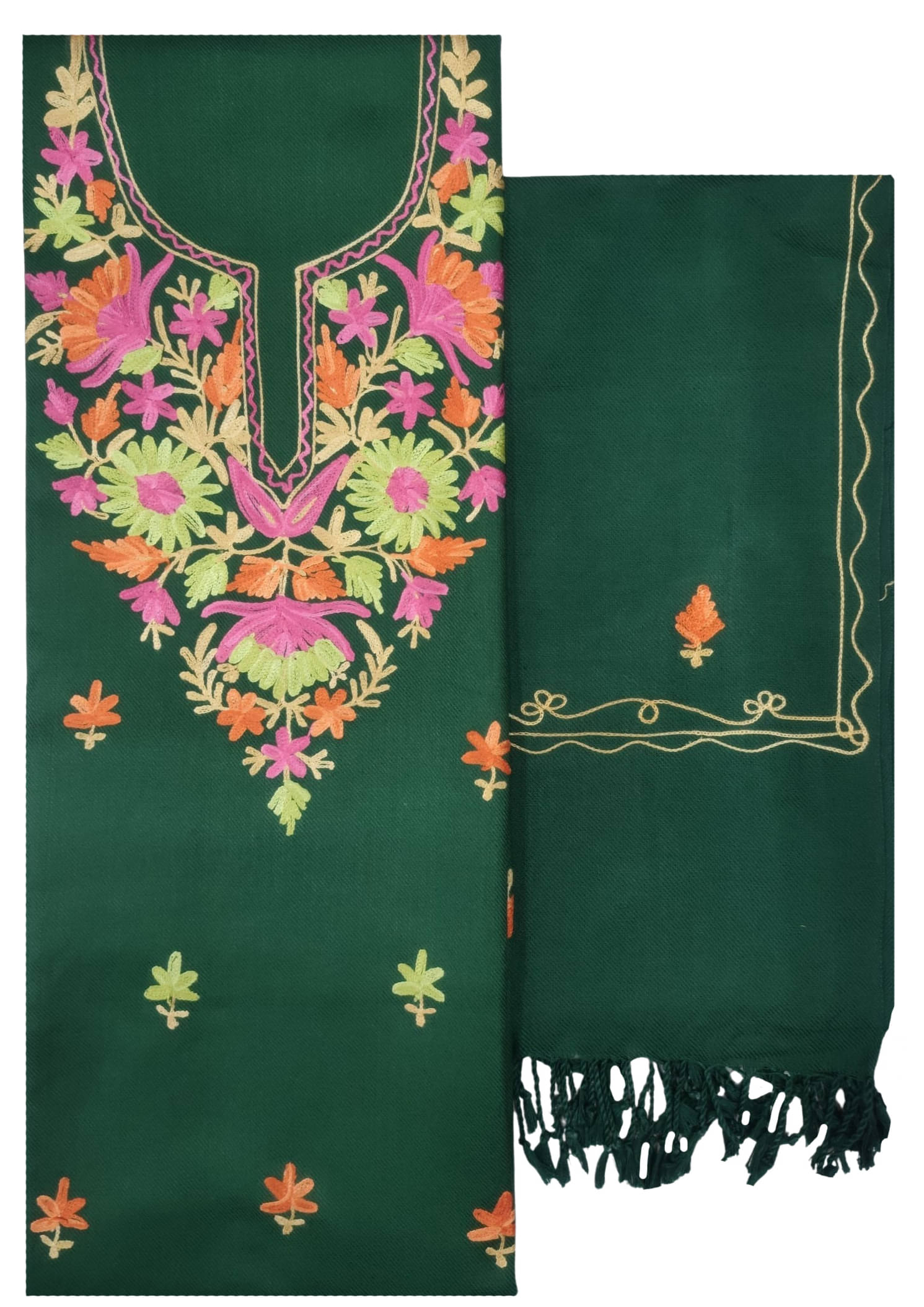 KASHMIRI Women Woollen Unstitched Dress Material ( Green ) KASHMIRI Women Woollen Unstitched Dress Material ( Green )