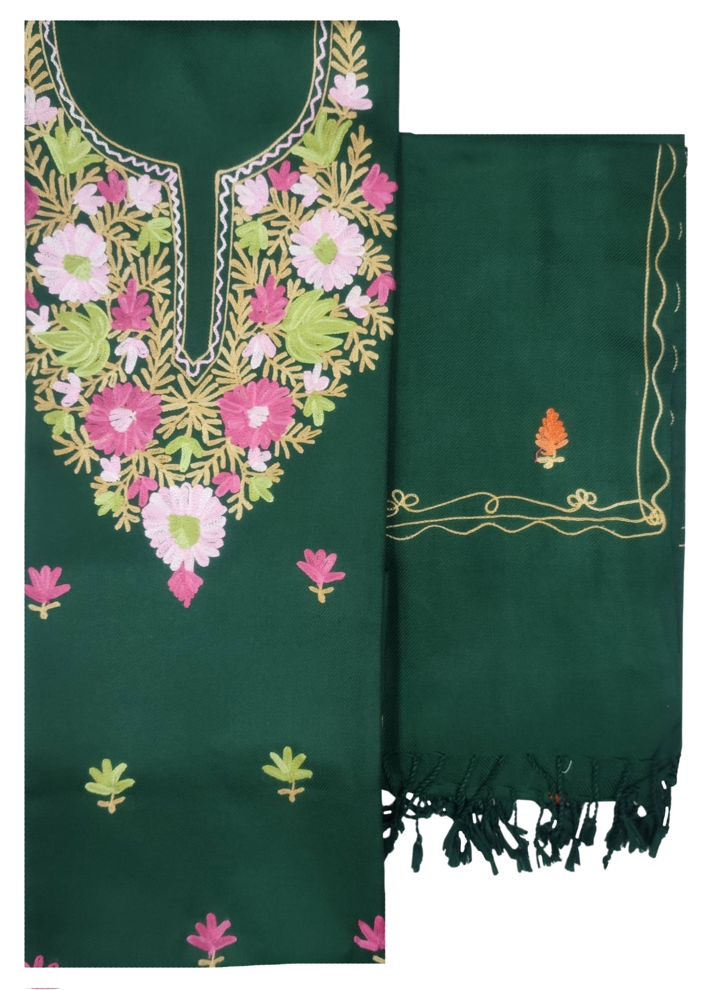 KASHMIRI Women Woollen Unstitched Dress Material ( Green ) KASHMIRI Women Woollen Unstitched Dress Material ( Green )