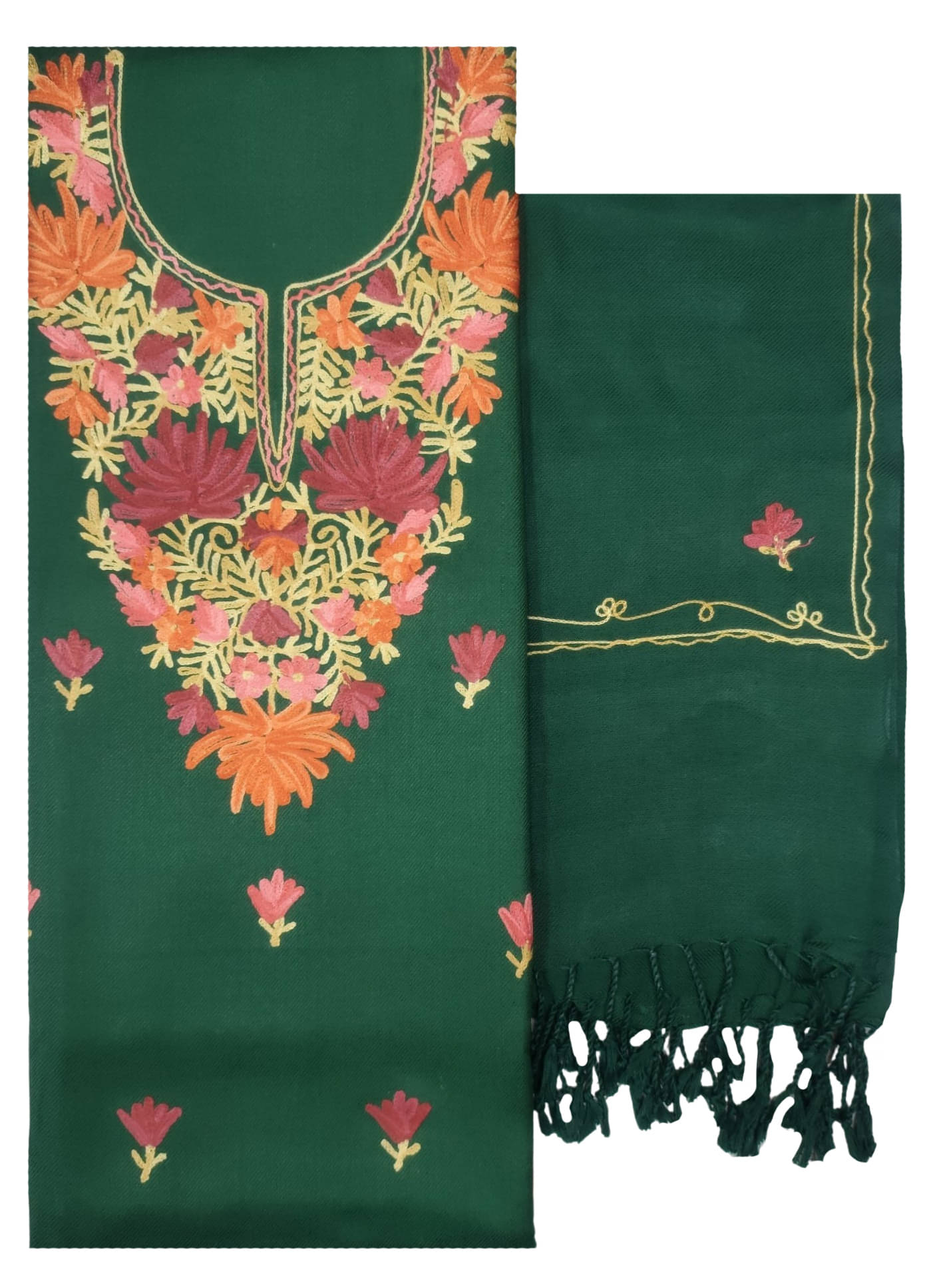 KASHMIRI Women Woollen Unstitched Dress Material ( Green ) KASHMIRI Women Woollen Unstitched Dress Material ( Green )