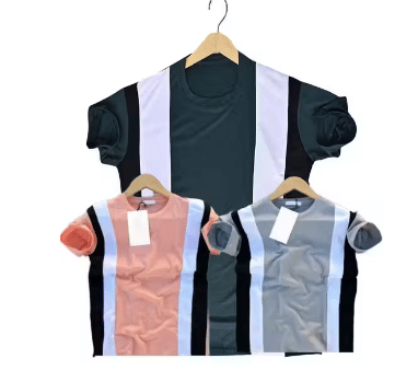Kashi Enterprises Men Cotton Blend Regular Fit Striped T-Shirt ( Multicolor ) Kashi Enterprises Men Cotton Blend Regular Fit Striped T-Shirt ( Multicolor )