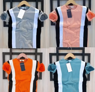 Kashi Enterprises Men Cotton Blend Regular Fit Striped T-Shirt ( Multicolor ) Kashi Enterprises Men Cotton Blend Regular Fit Striped T-Shirt ( Multicolor )