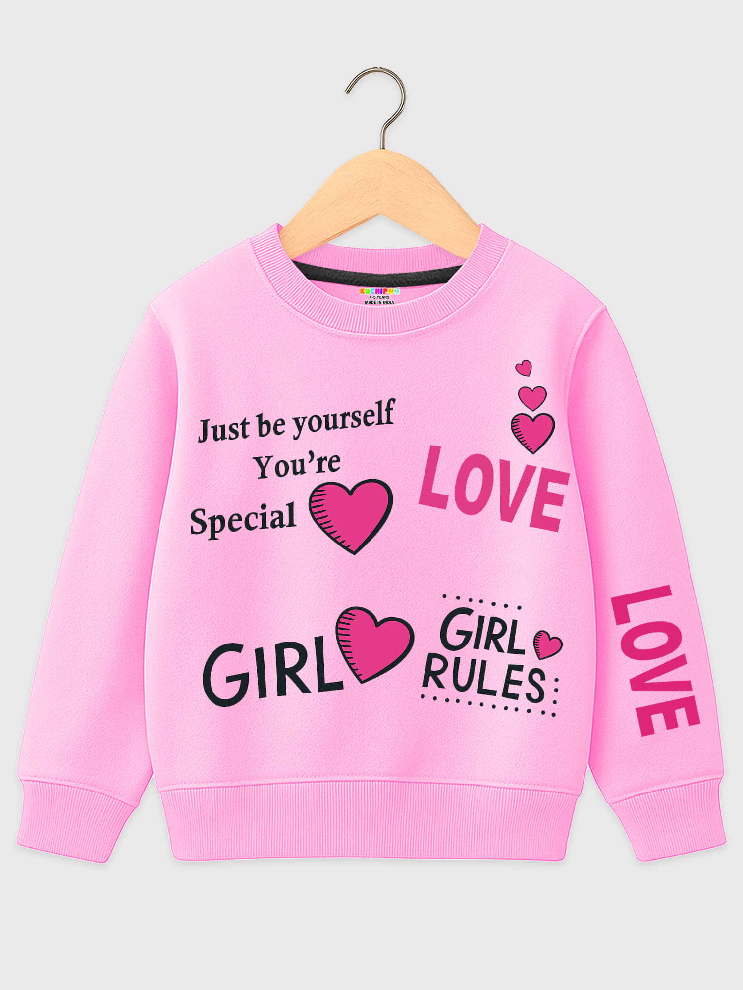     			Kuchipoo Pack of 1 Girls Fleece Sweatshirt ( Light Pink )