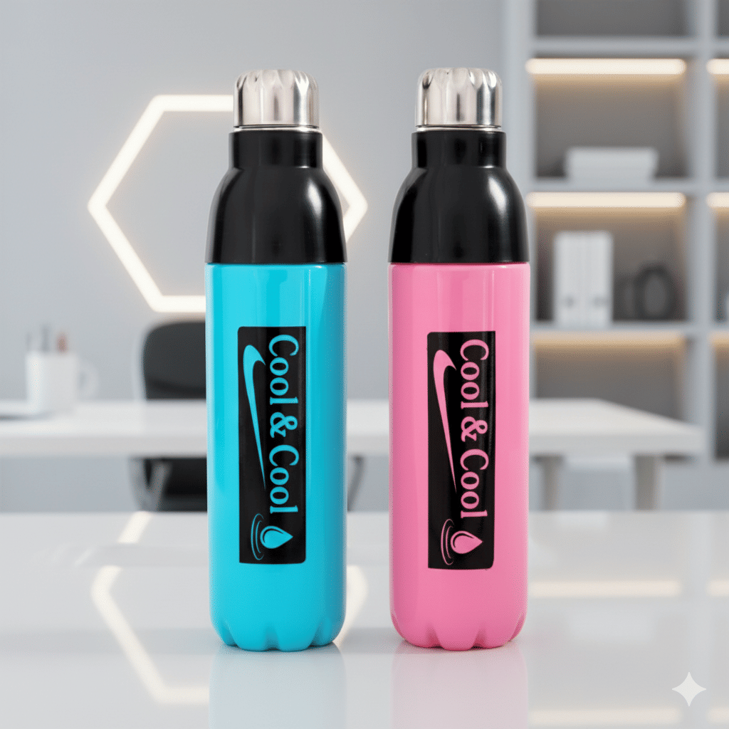 LAZYWINDOW Cool & Cool 1000ml Pink & Sky Blue Water Bottle Blue Plastic Water Bottle 1000 mL ( Set of 2 )     			LAZYWINDOW Cool & Cool 1000ml Pink & Sky Blue Water Bottle Blue Plastic Water Bottle 1000 mL ( Set of 2 )