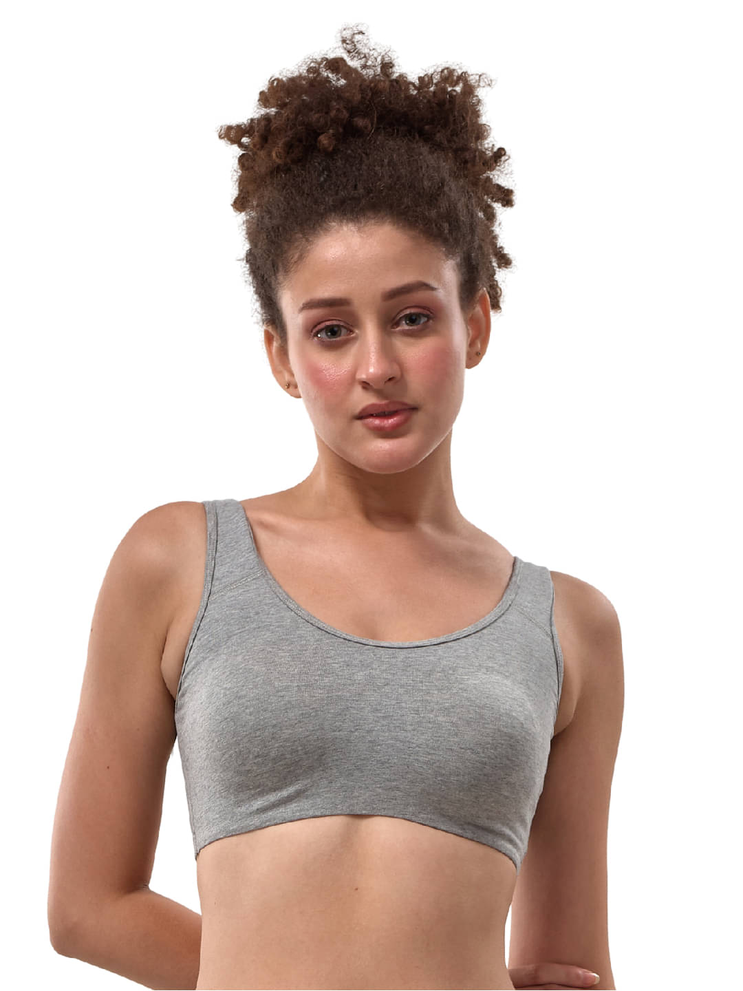 LYRA Pack of 1 Cotton Non Padded Sports Bra For Women ( Grey Melange ) LYRA Pack of 1 Cotton Non Padded Sports Bra For Women ( Grey Melange )