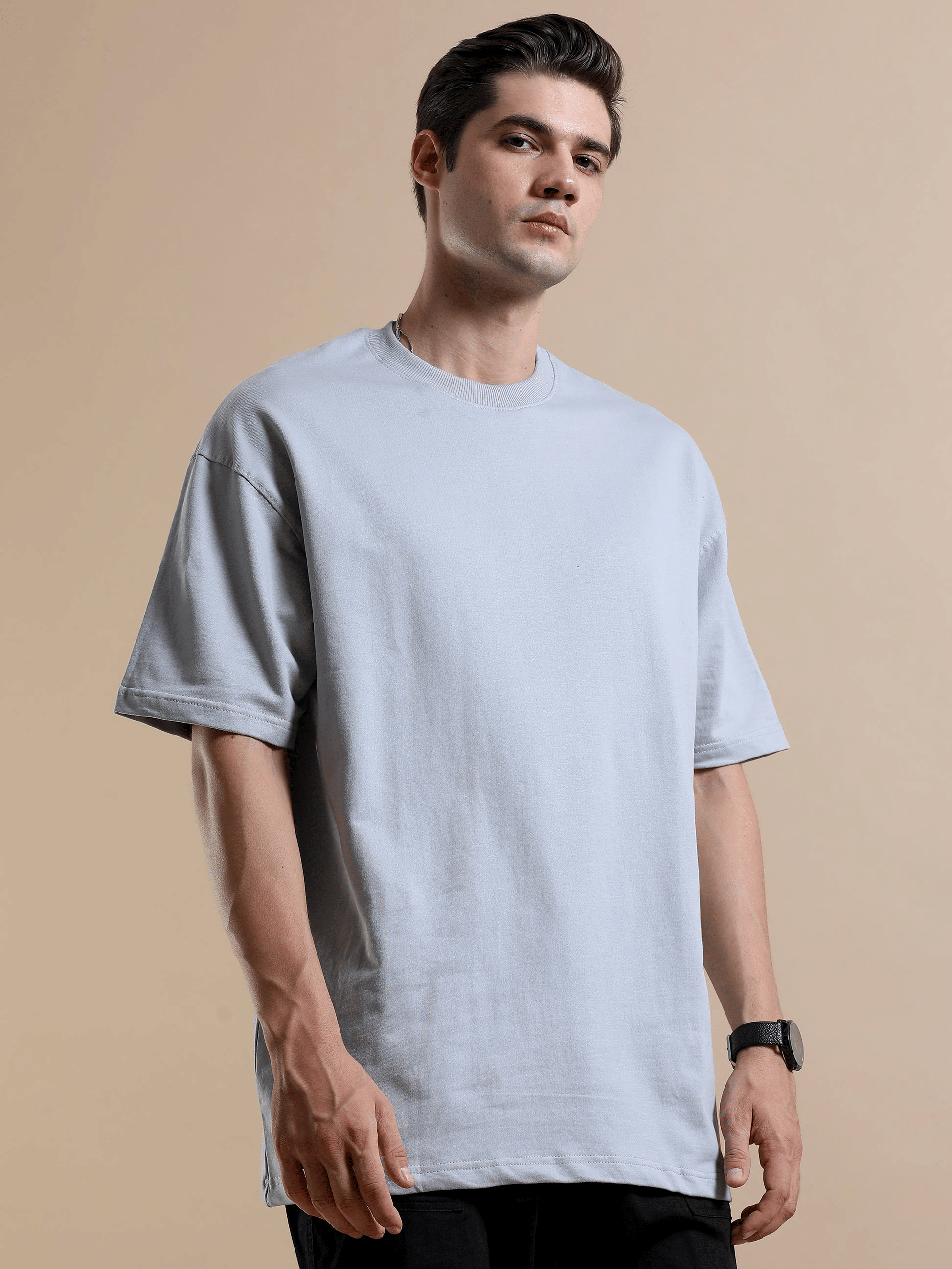 LazyGreg Men Cotton Oversized Fit Solid T-Shirt ( Grey ) LazyGreg Men Cotton Oversized Fit Solid T-Shirt ( Grey )