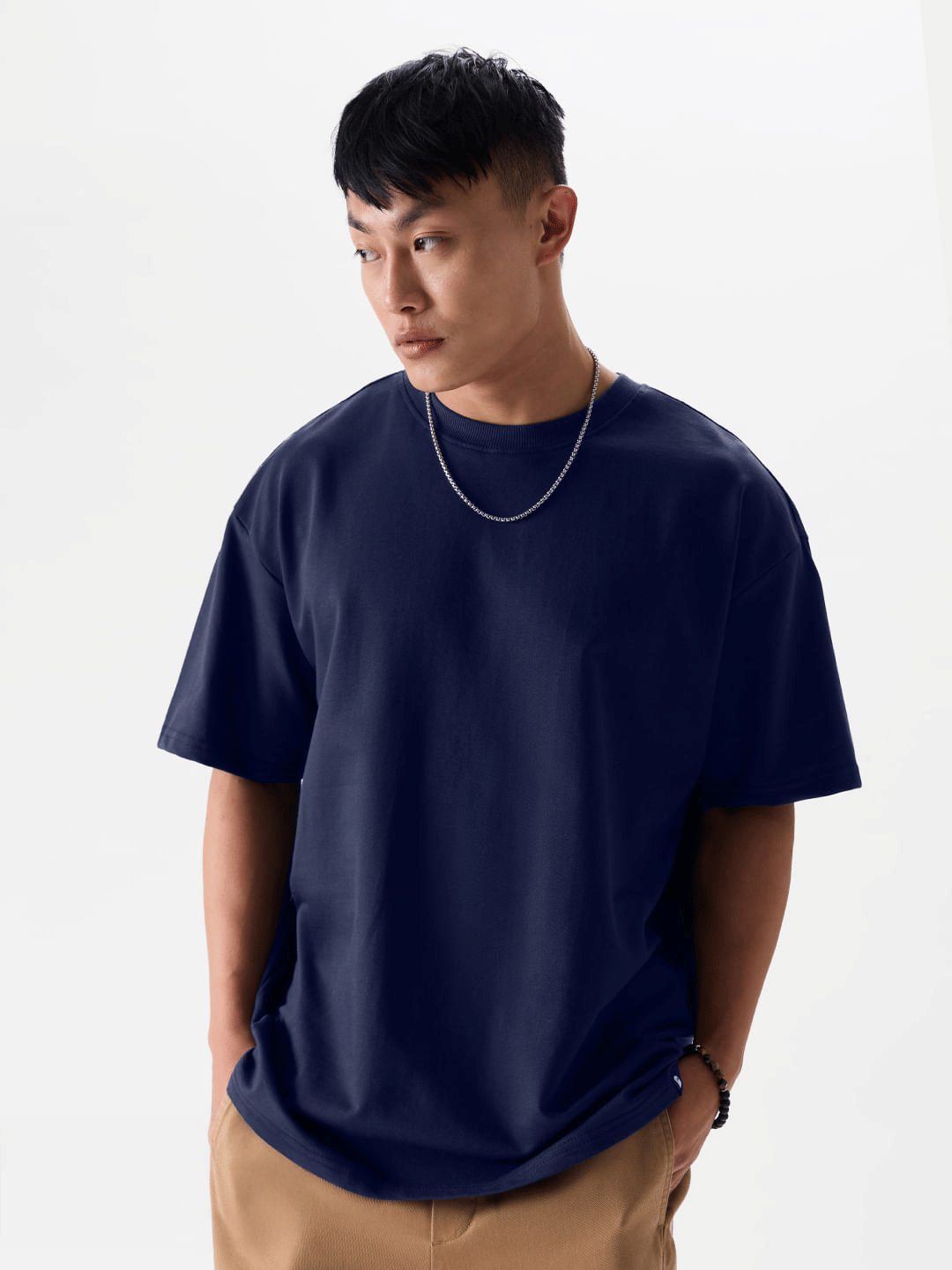 LazyGreg Men Cotton Oversized Fit Solid T-Shirt ( Navy Blue ) LazyGreg Men Cotton Oversized Fit Solid T-Shirt ( Navy Blue )