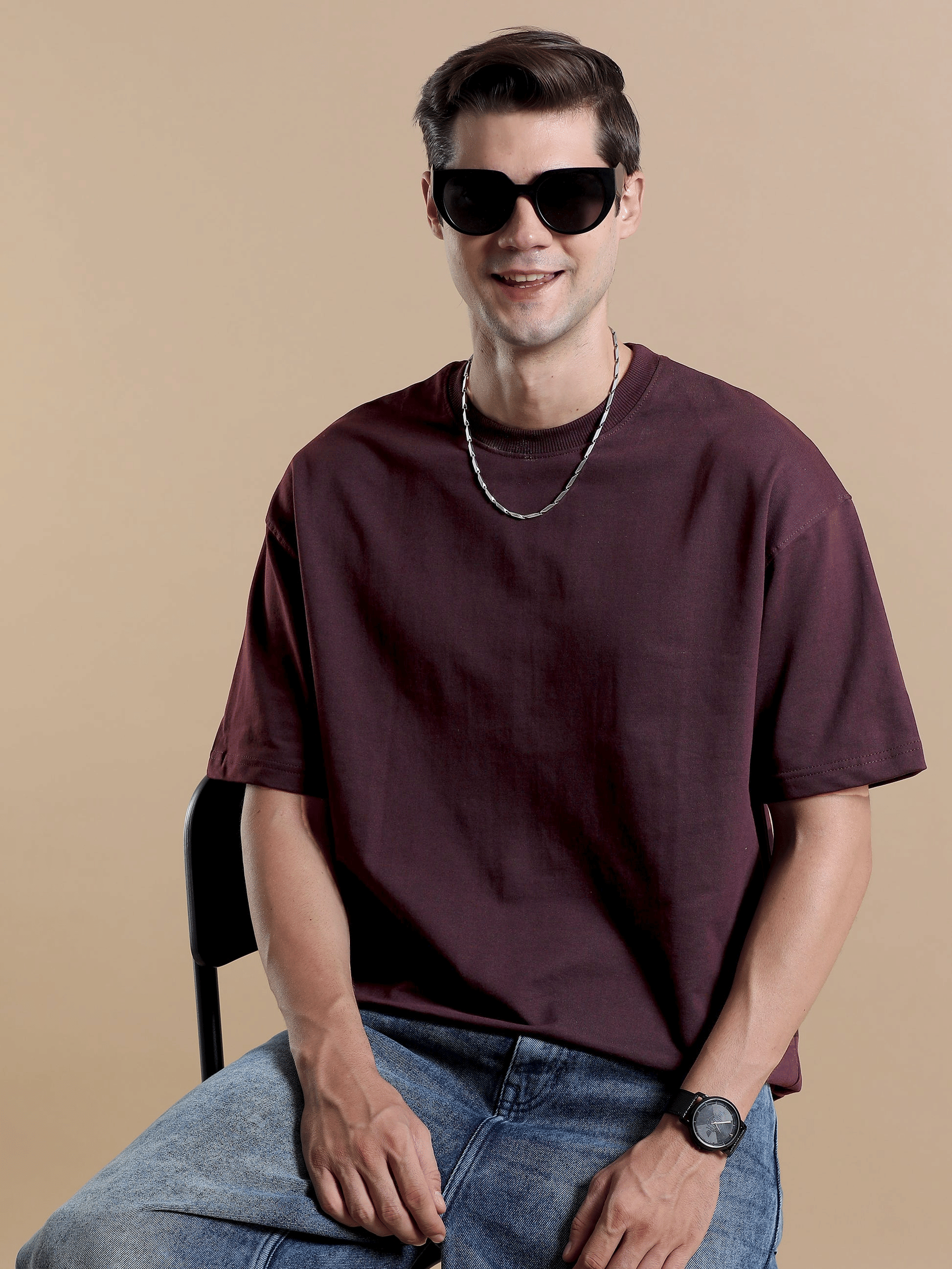 LazyGreg Men Cotton Oversized Fit Solid T-Shirt ( Multicolor )     			LazyGreg Men Cotton Oversized Fit Solid T-Shirt ( Multicolor )