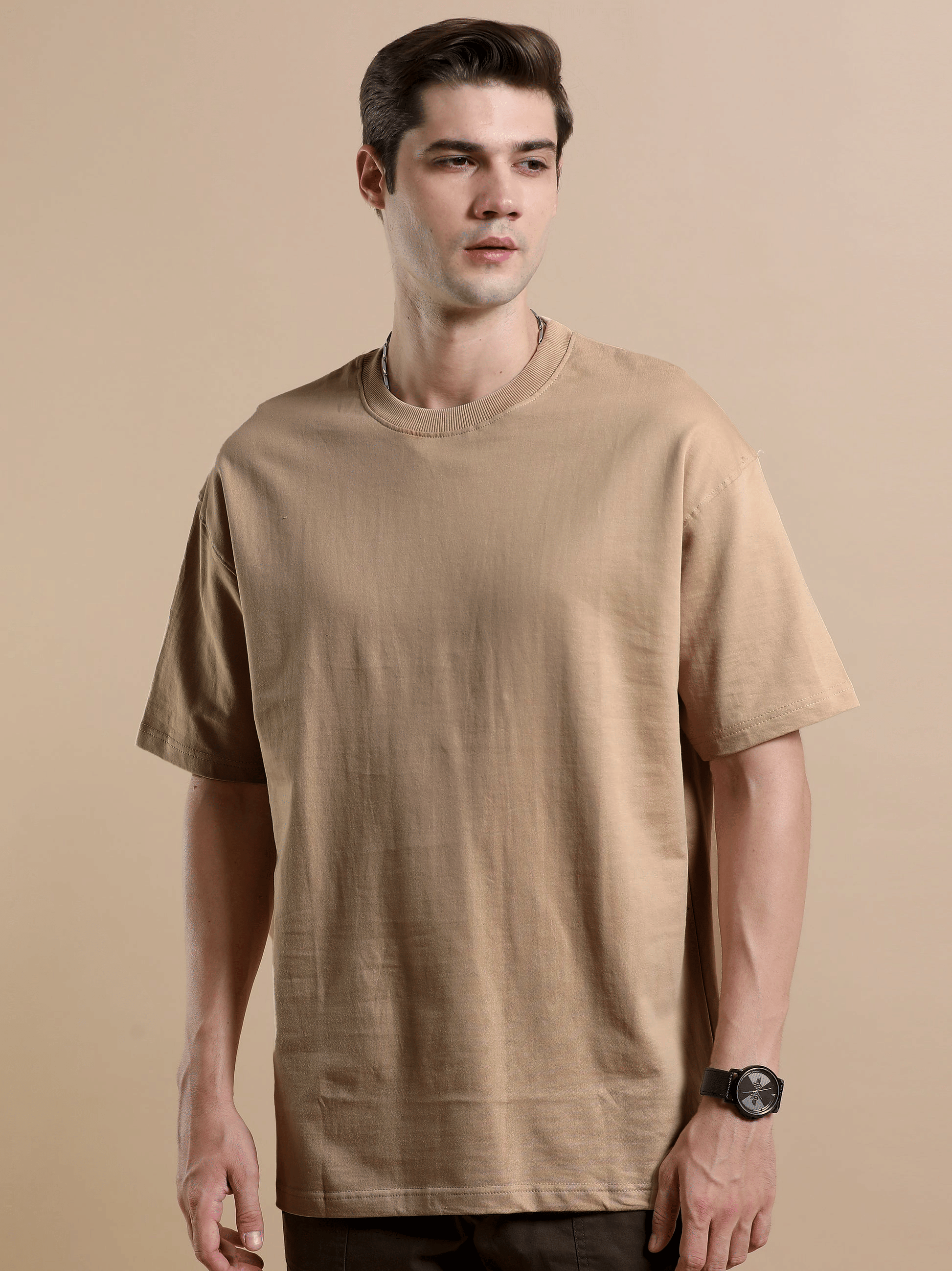 LazyGreg Men Cotton Oversized Fit Solid T-Shirt ( White ) LazyGreg Men Cotton Oversized Fit Solid T-Shirt ( White )