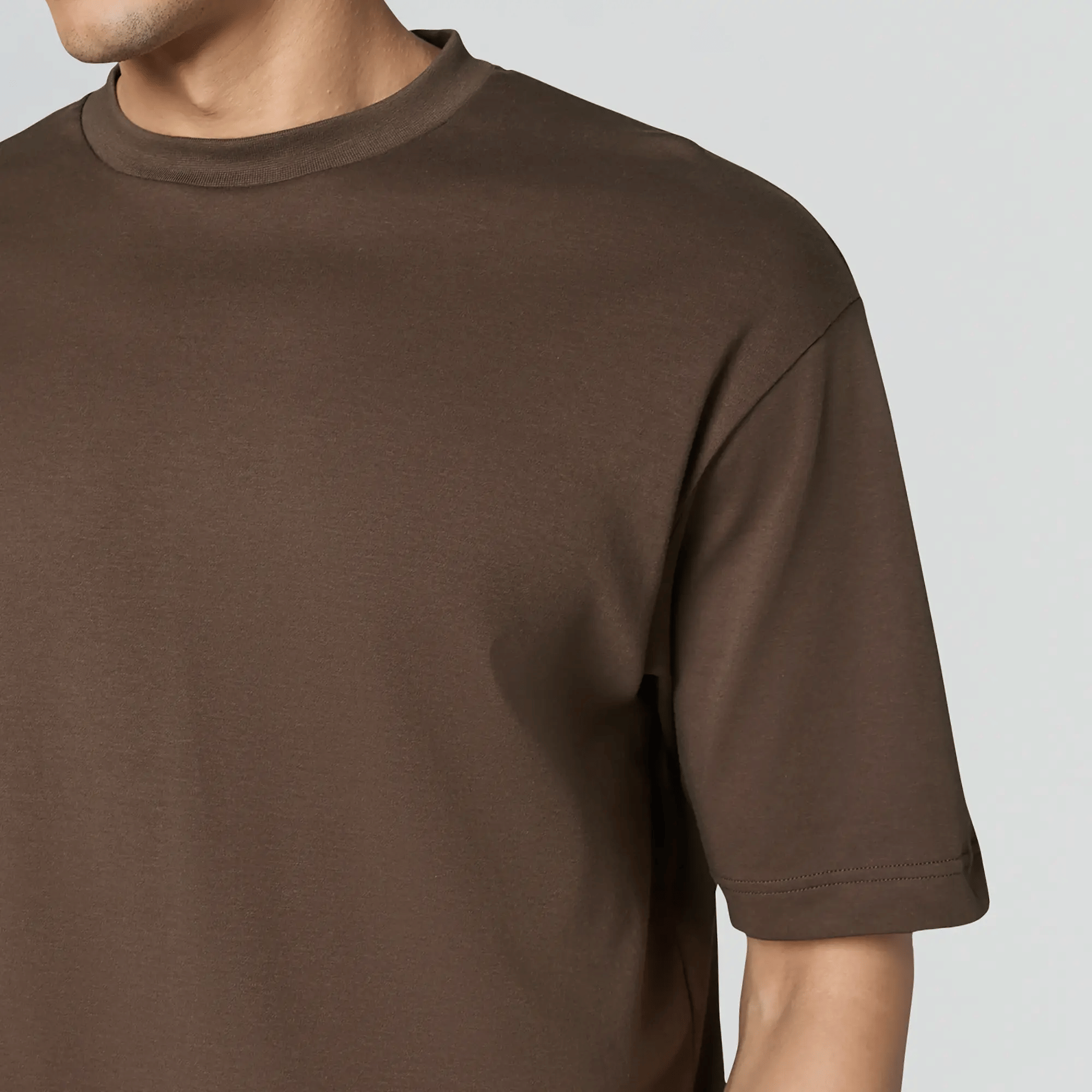LazyGreg Men Cotton Oversized Fit Solid T-Shirt ( Brown )     			LazyGreg Men Cotton Oversized Fit Solid T-Shirt ( Brown )