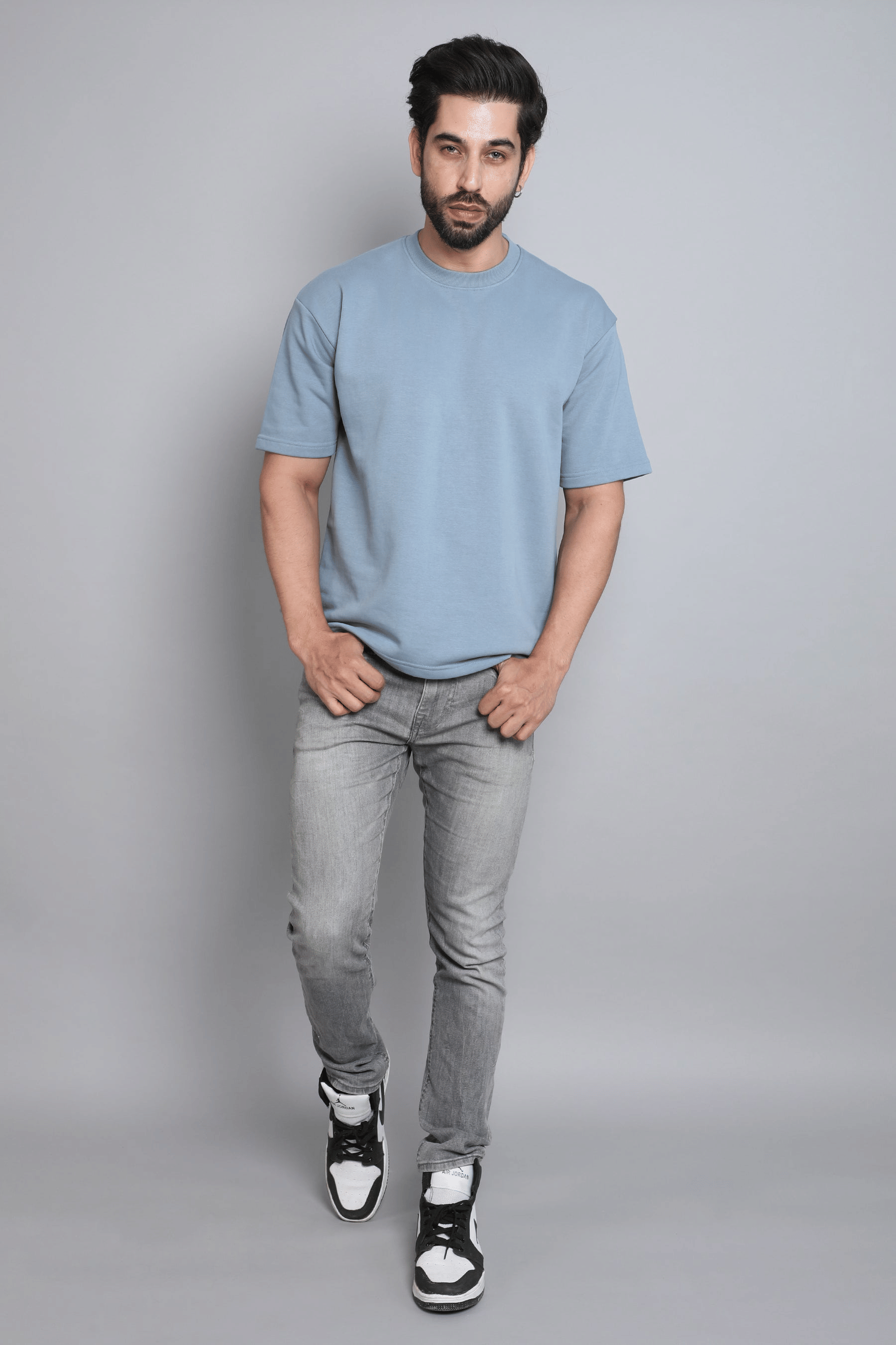 LazyGreg Men Cotton Oversized Fit Solid T-Shirt ( Navy Blue ) LazyGreg Men Cotton Oversized Fit Solid T-Shirt ( Navy Blue )