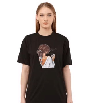 Lilyn Women Cotton Blend Regular Fit Round Neck T-Shirt ( Black ) Lilyn Women Cotton Blend Regular Fit Round Neck T-Shirt ( Black )