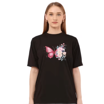 Lilyn Women Cotton Blend Regular Fit Round Neck T-Shirt ( Black ) Lilyn Women Cotton Blend Regular Fit Round Neck T-Shirt ( Black )