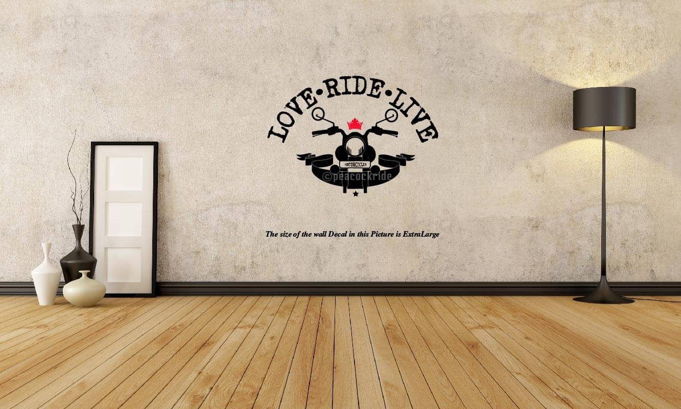     			PEACOCKRIDE Live Ride Live I Travel I Motor Cycles Wall Decal Wall Stickers