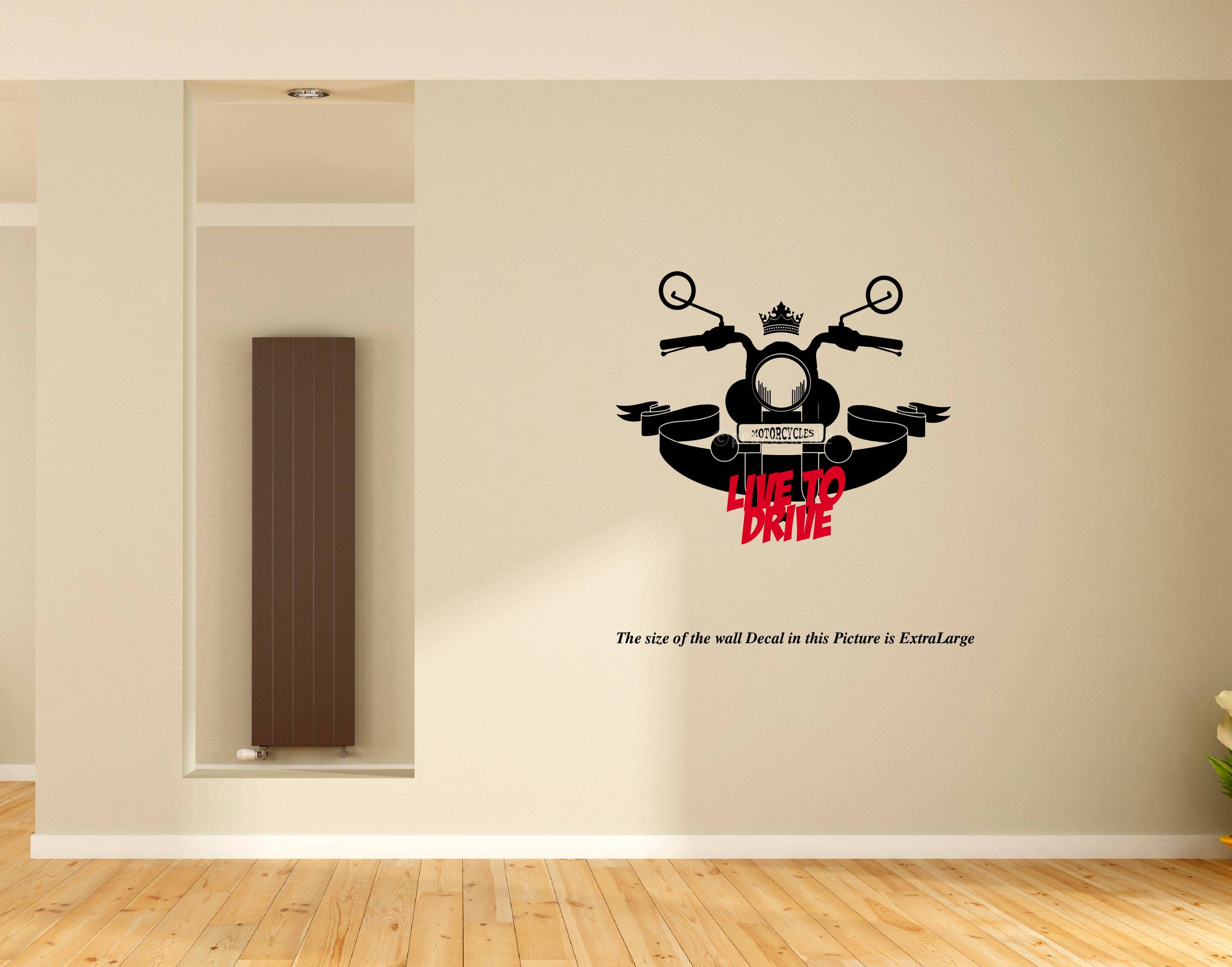     			PEACOCKRIDE Live to Drive I Travel I Motor Cycle Wall Decal Wall Stickers