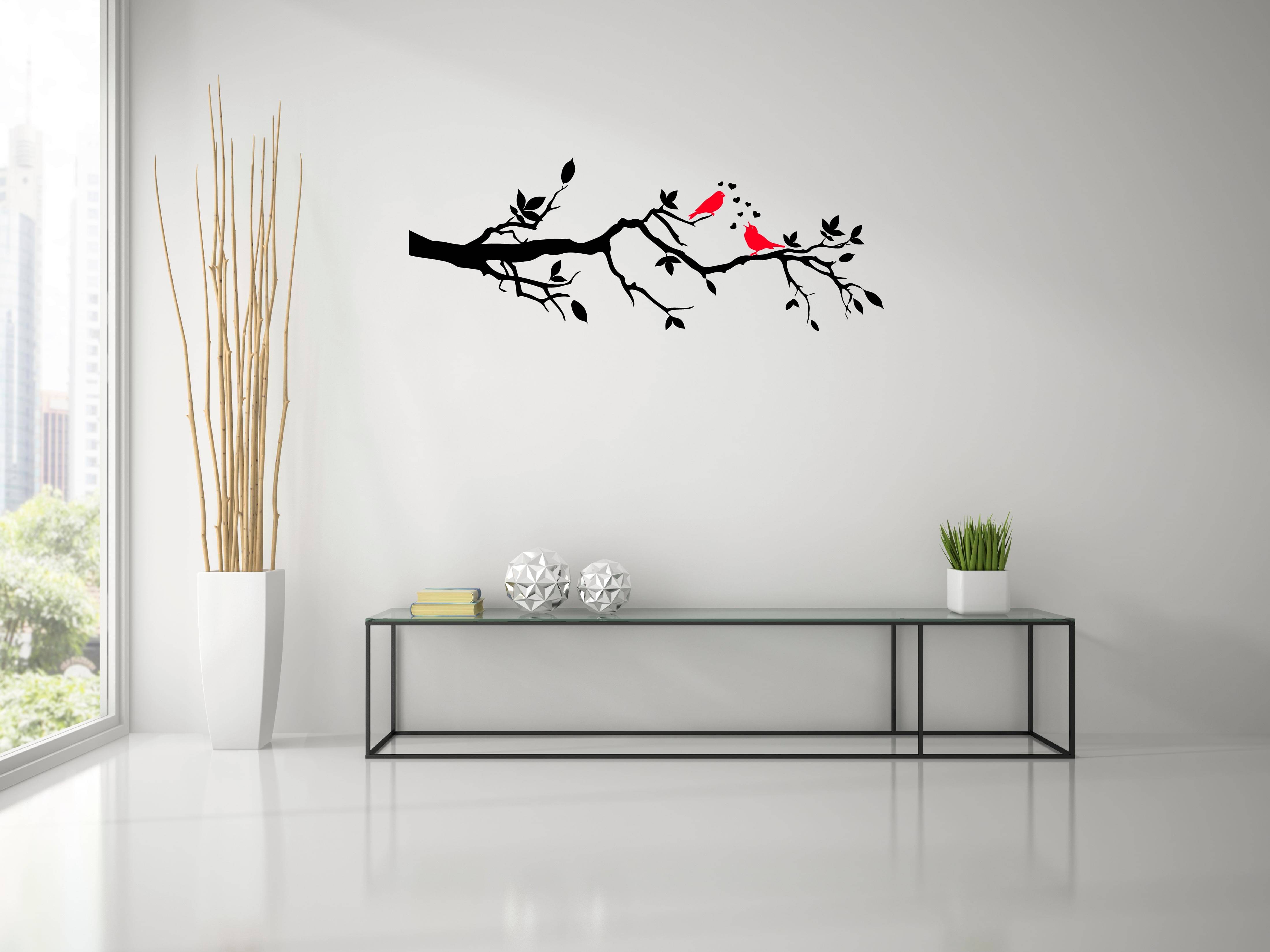     			PEACOCKRIDE Love Birds I Natural Wall Decal Wall Stickers
