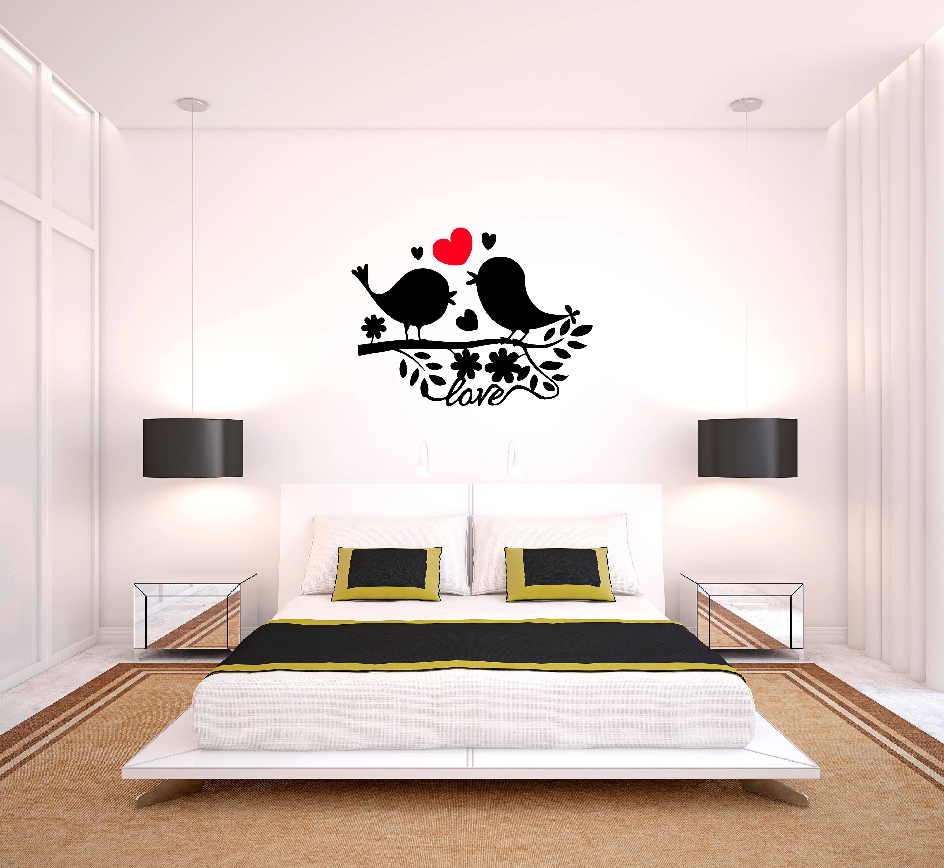     			PEACOCKRIDE Love Birds I Natural Wall Decal Wall Stickers