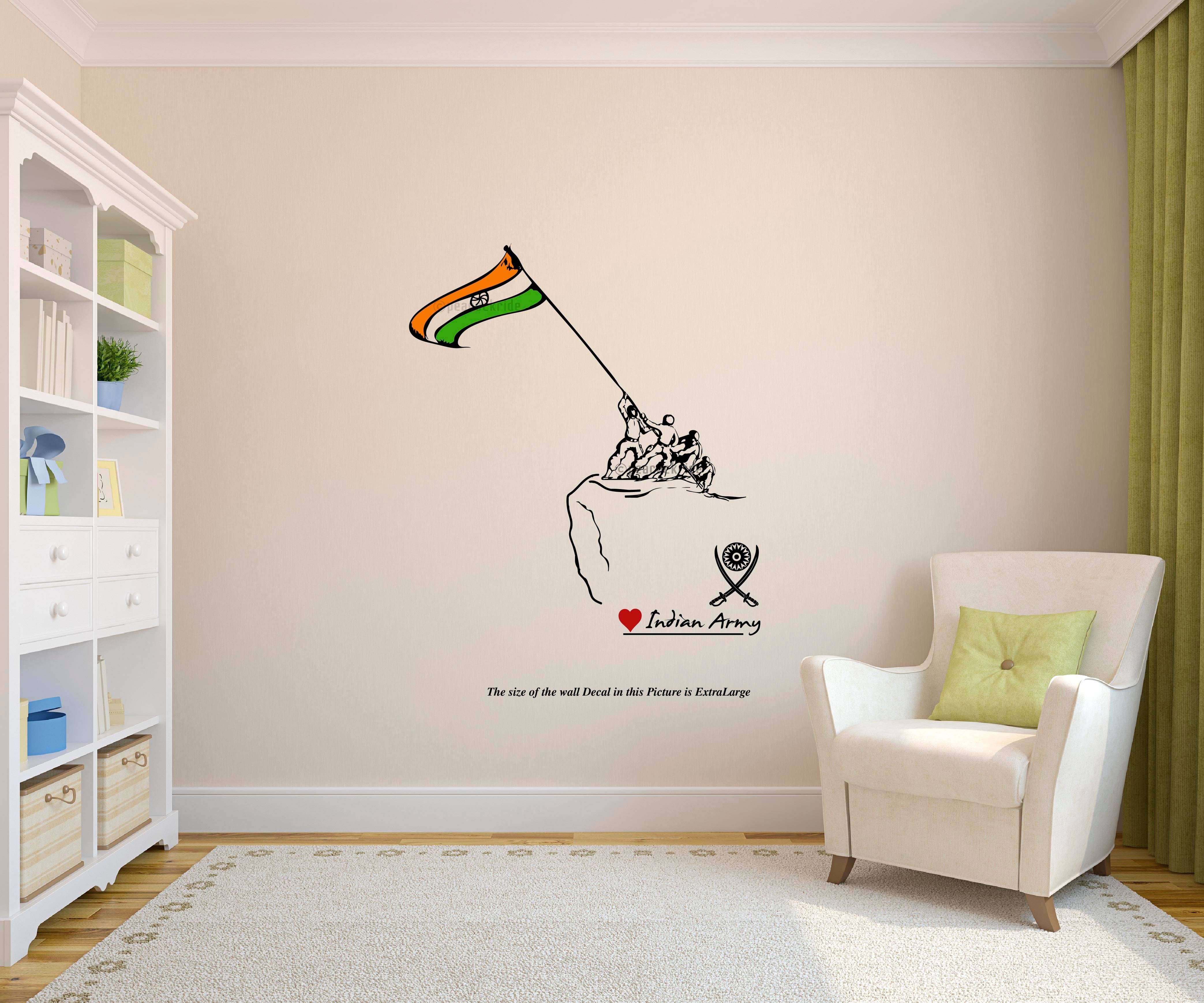     			PEACOCKRIDE Love Indian Army Wall Decal Wall Stickers
