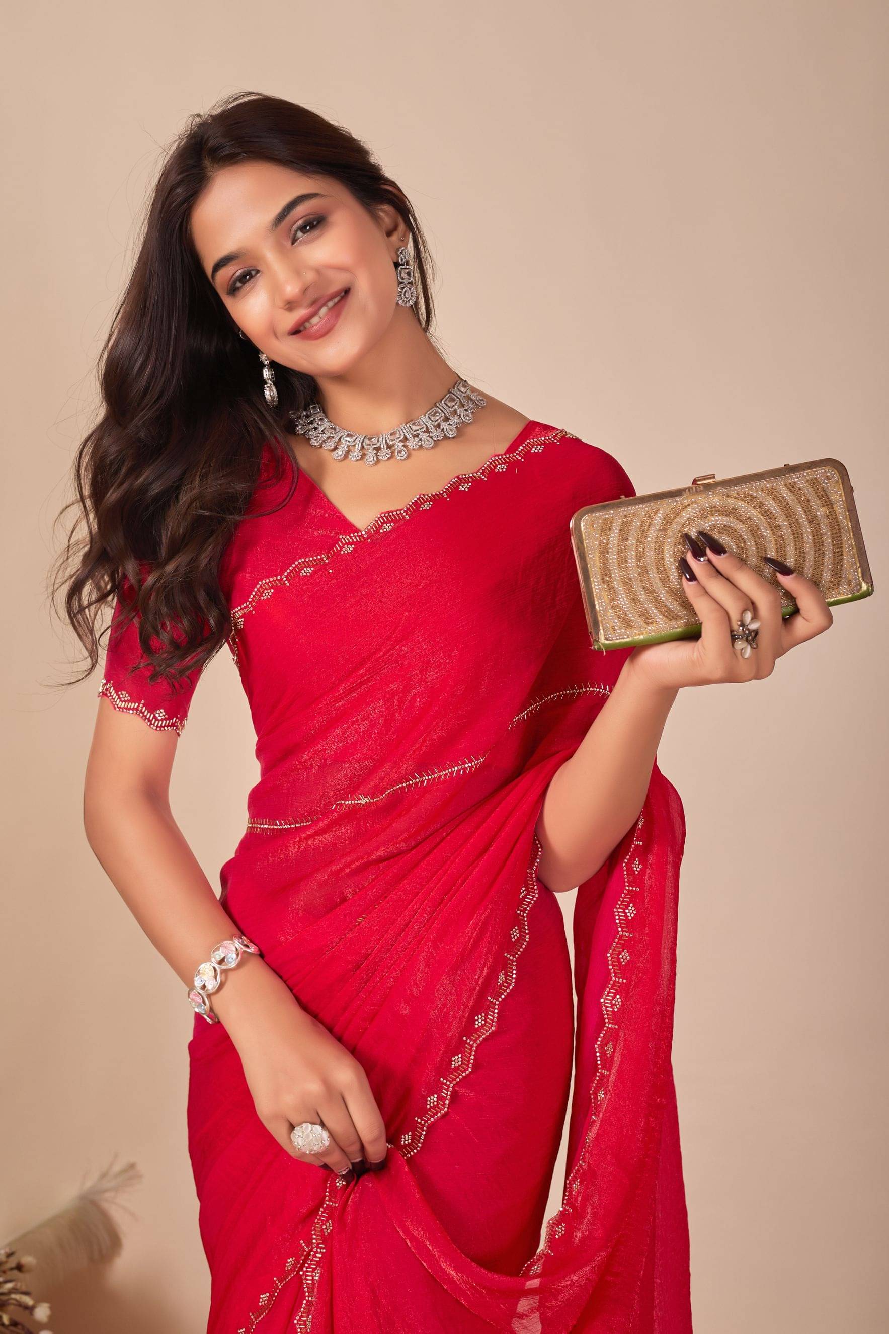 MAHAVIR CREATION Chiffon Embellished Regular Saree With Unstitched Blouse Piece ( Pink ) MAHAVIR CREATION Chiffon Embellished Regular Saree With Unstitched Blouse Piece ( Pink )