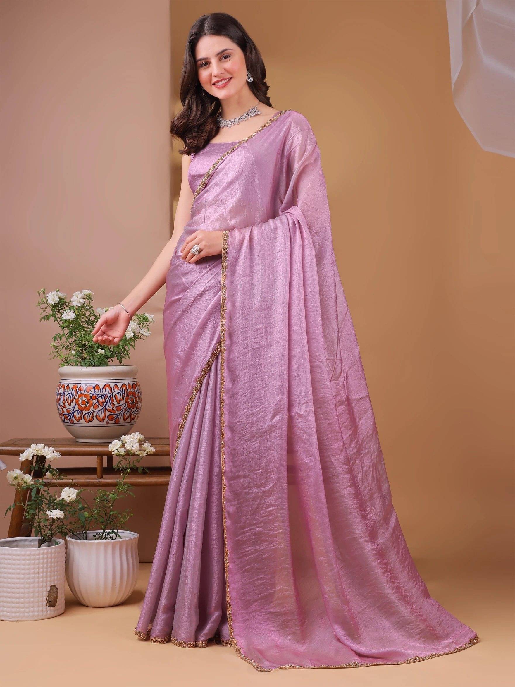MAHAVIR CREATION Chiffon Solid Regular Saree With Unstitched Blouse Piece ( Pink ) MAHAVIR CREATION Chiffon Solid Regular Saree With Unstitched Blouse Piece ( Pink )