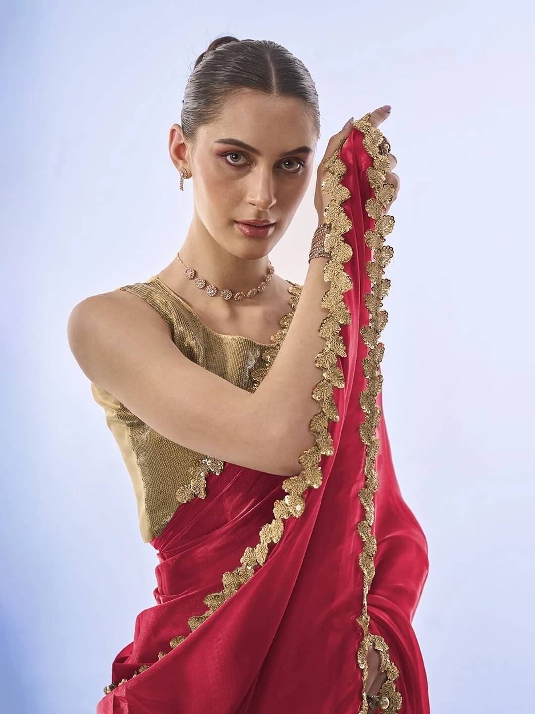 MAHAVIR CREATION Organza Solid Regular Saree With Unstitched Blouse Piece ( Pink ) MAHAVIR CREATION Organza Solid Regular Saree With Unstitched Blouse Piece ( Pink )