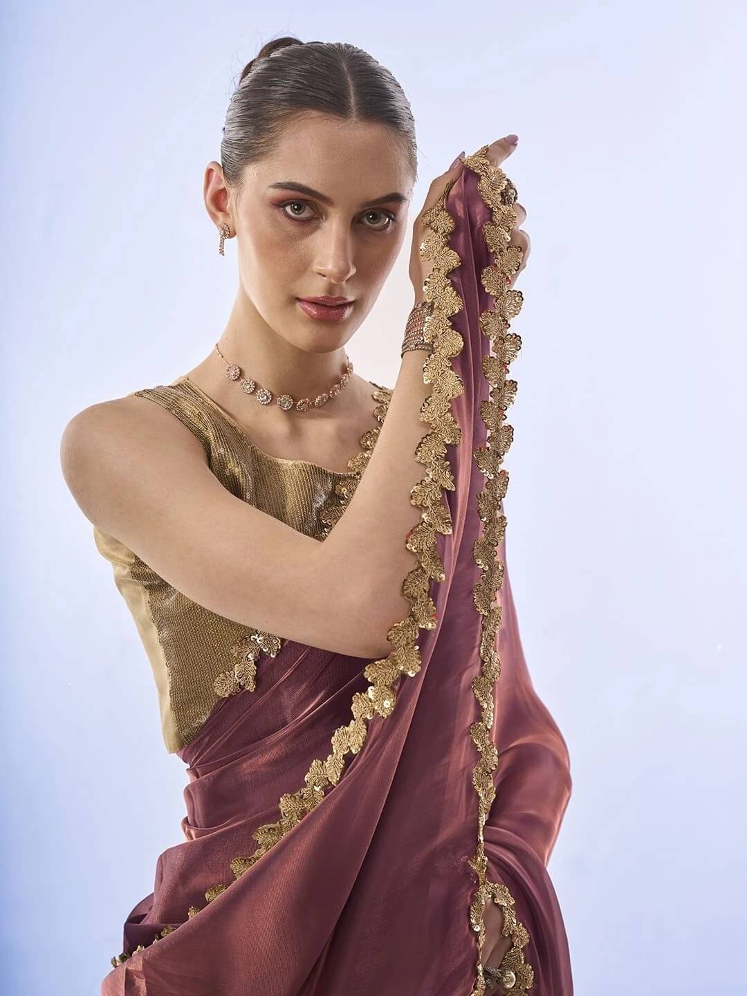 MAHAVIR CREATION Organza Solid Regular Saree With Unstitched Blouse Piece ( Maroon ) MAHAVIR CREATION Organza Solid Regular Saree With Unstitched Blouse Piece ( Maroon )