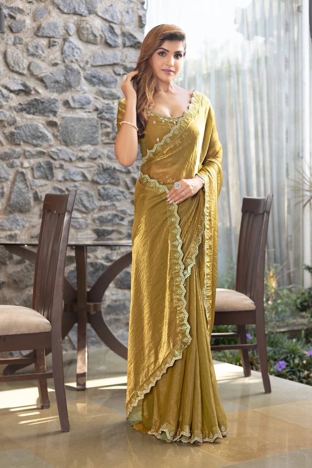     			MAHAVIR CREATION Satin Embellished Regular Saree With Unstitched Blouse Piece ( Light Green )