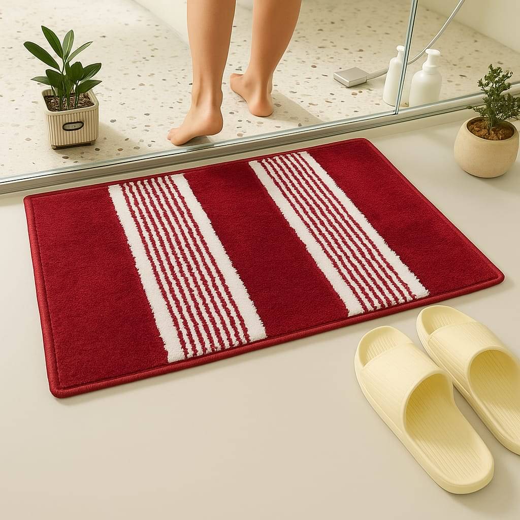     			Matveda Red Polyester Rectangular Floor Mat ( Pack of 1 )