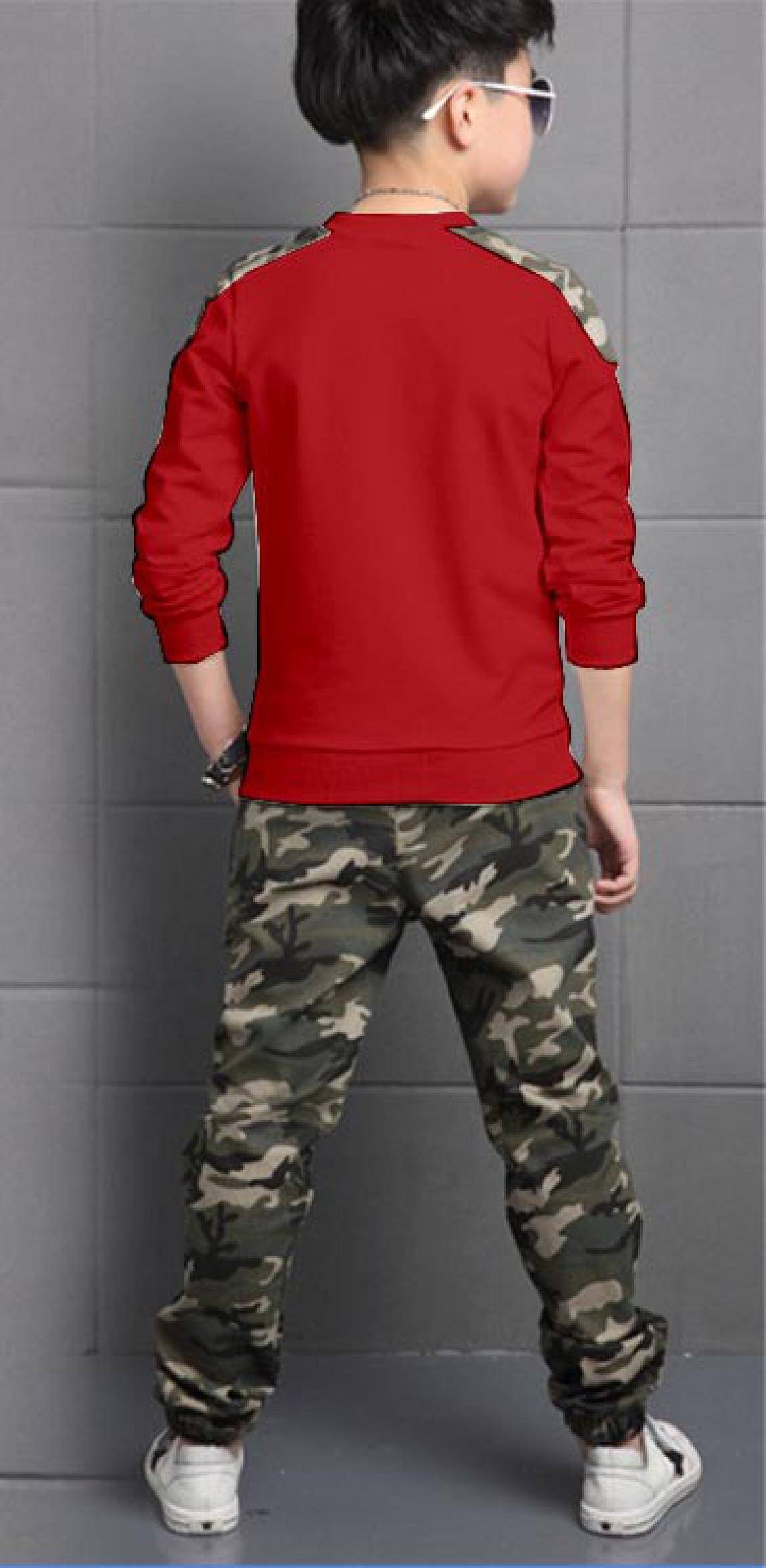     			Mona B Pack of 1 Boys Cotton Blend T-Shirt & Trackpants Set ( Red )