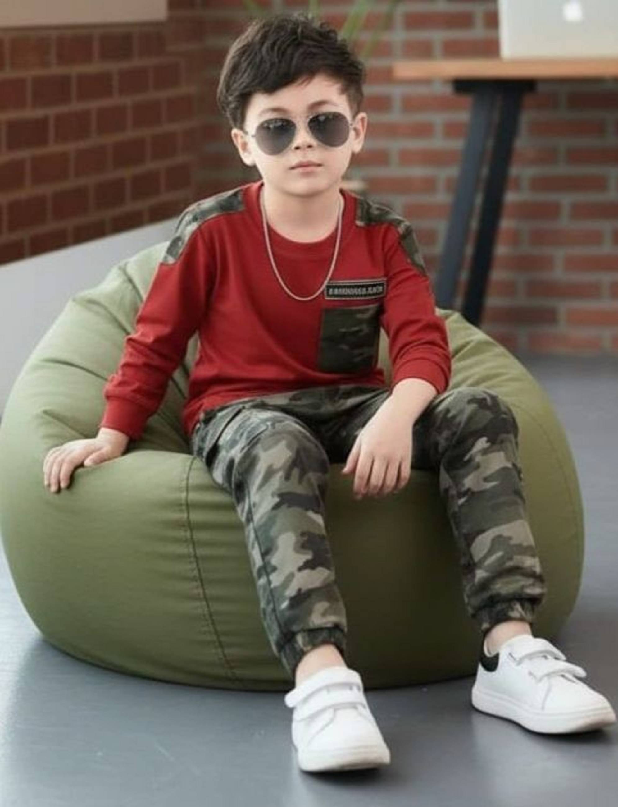     			Mona B Pack of 1 Boys Cotton Blend T-Shirt & Trackpants Set ( Red )