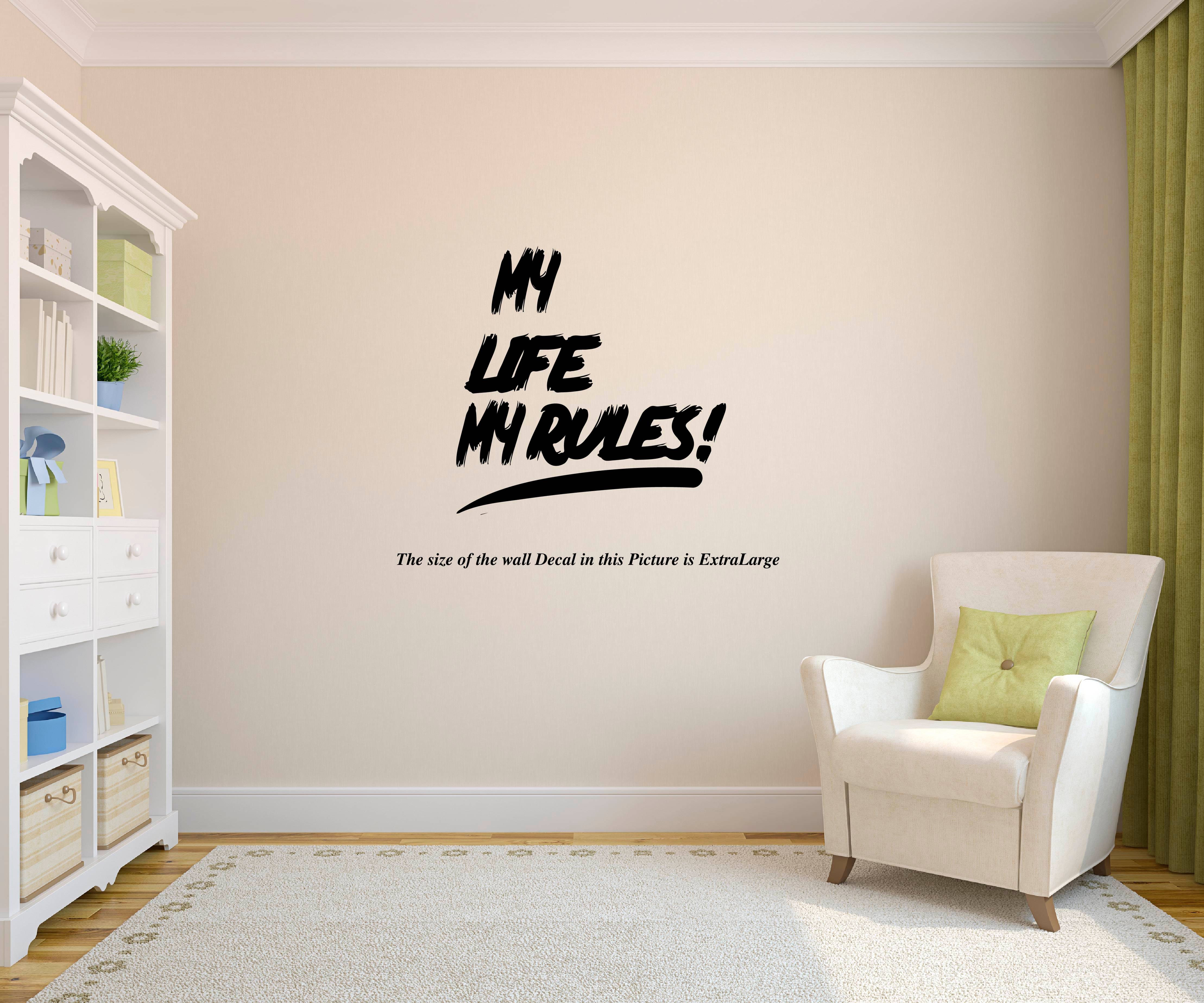     			PEACOCKRIDE My Life My Rules Wall Decal Wall Stickers